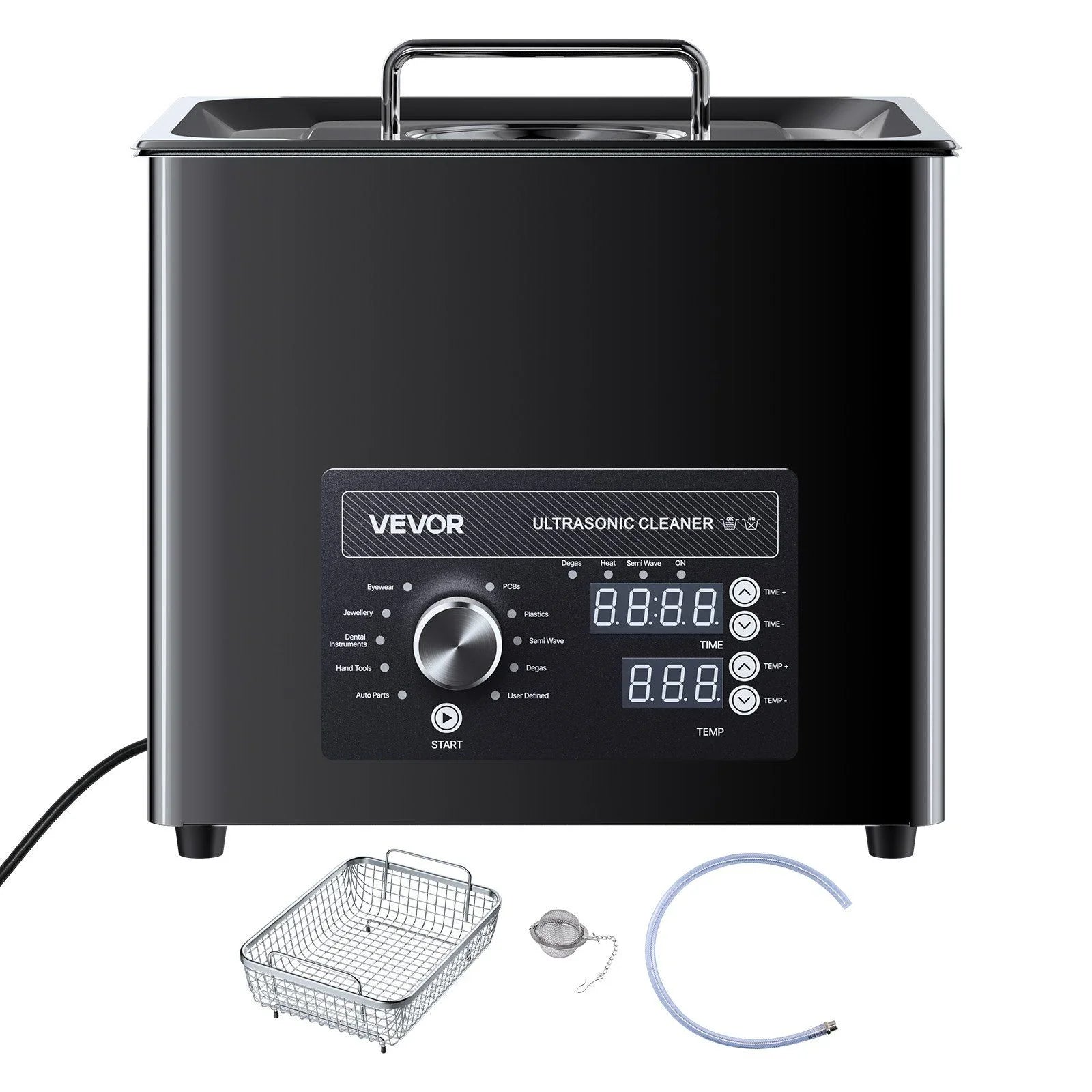 10L Ultrasonic Cleaner, Professional Ultrasonic Cleaner Machine with Knob Control, Stainless Steel Cleaning Machine with Basket and Cleaning Ball, for Watches, Razors, Jewelry, Coins and More