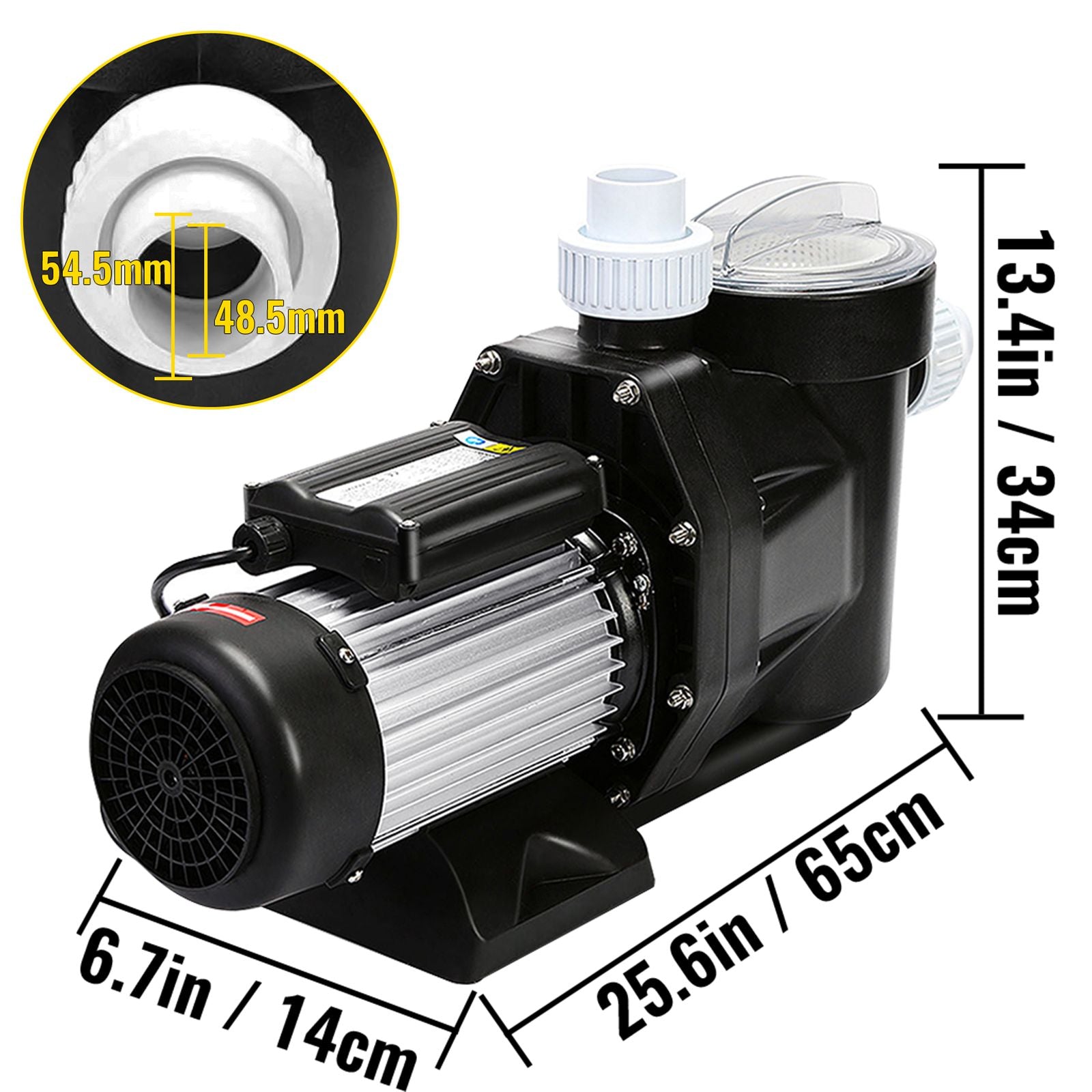 Swimming Pool Filter Pump 2.5HP, 1850W Swimming Pool Pump 148GPM, Single Speed Filter for Spa Water Circulation Above Ground Apply Swimming Pool, Bathtub