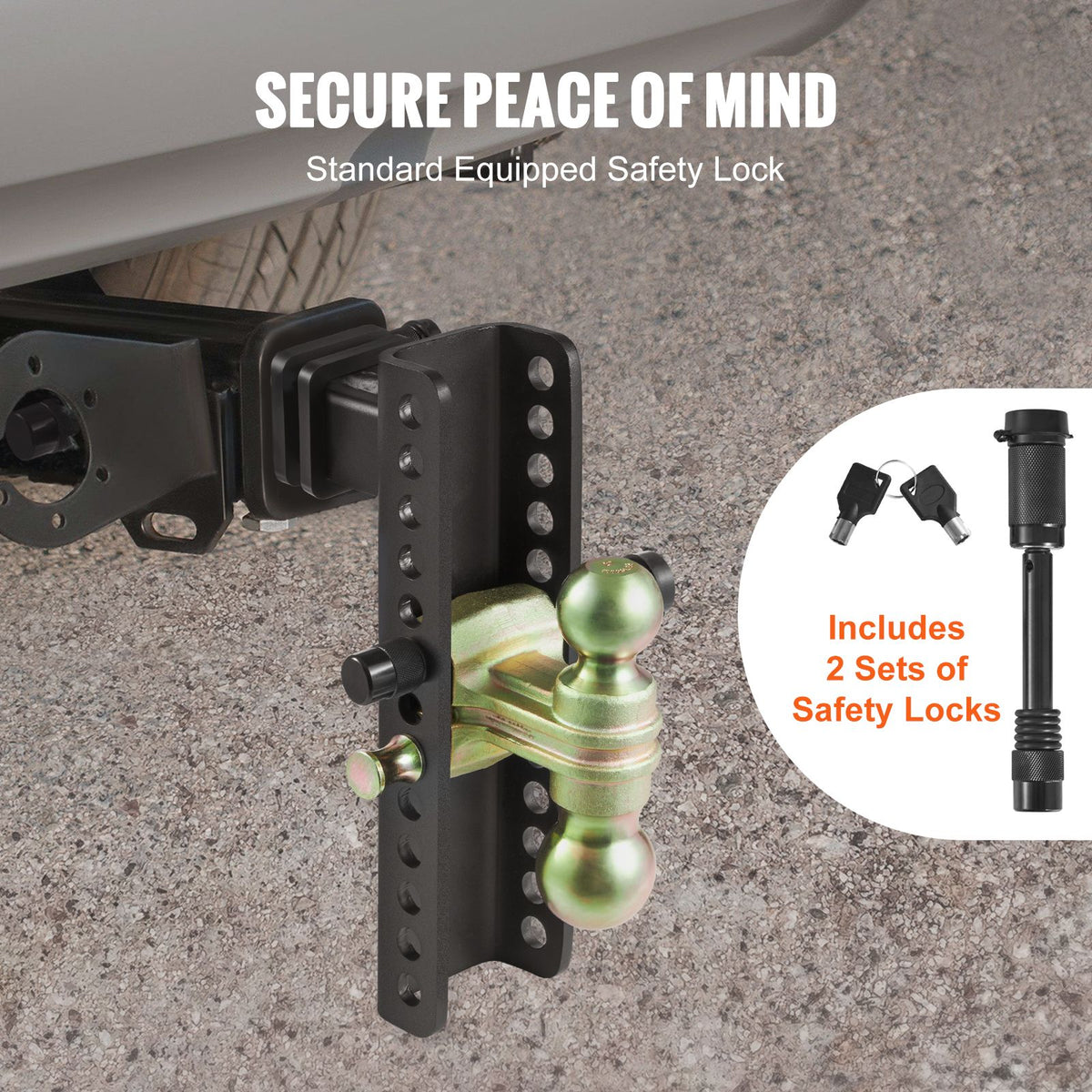 Adjustable Trailer Hitch 2 Inch Receiver 25.4cm Drop 21.59cm Rise 6350kg