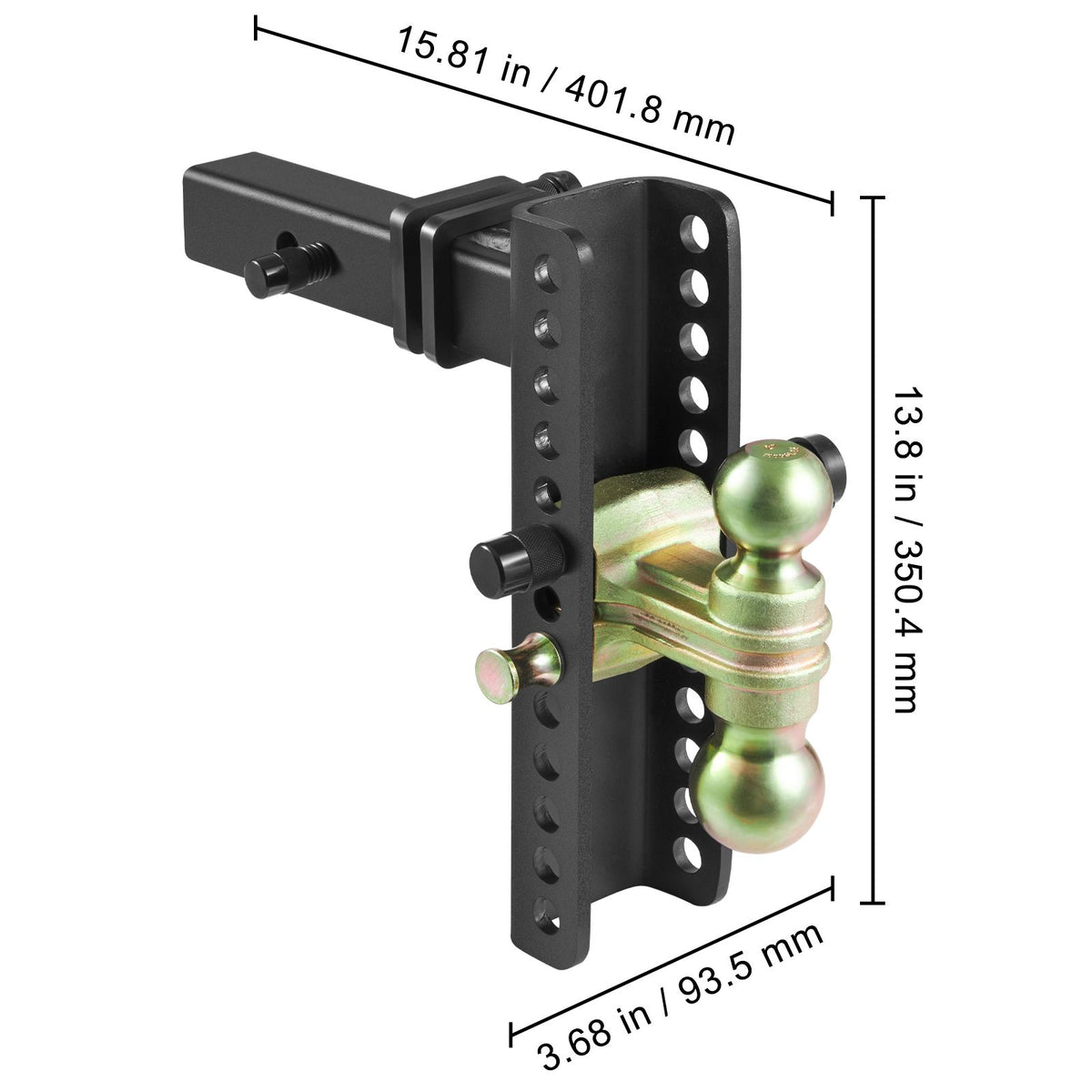 Adjustable Trailer Hitch 2 Inch Receiver 25.4cm Drop 21.59cm Rise 6350kg