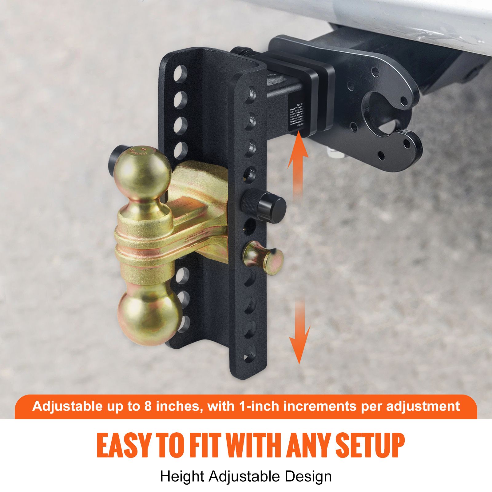 Adjustable Trailer Hitch 2in Receiver Drop Ball Mount 6350kg Tow Capacity