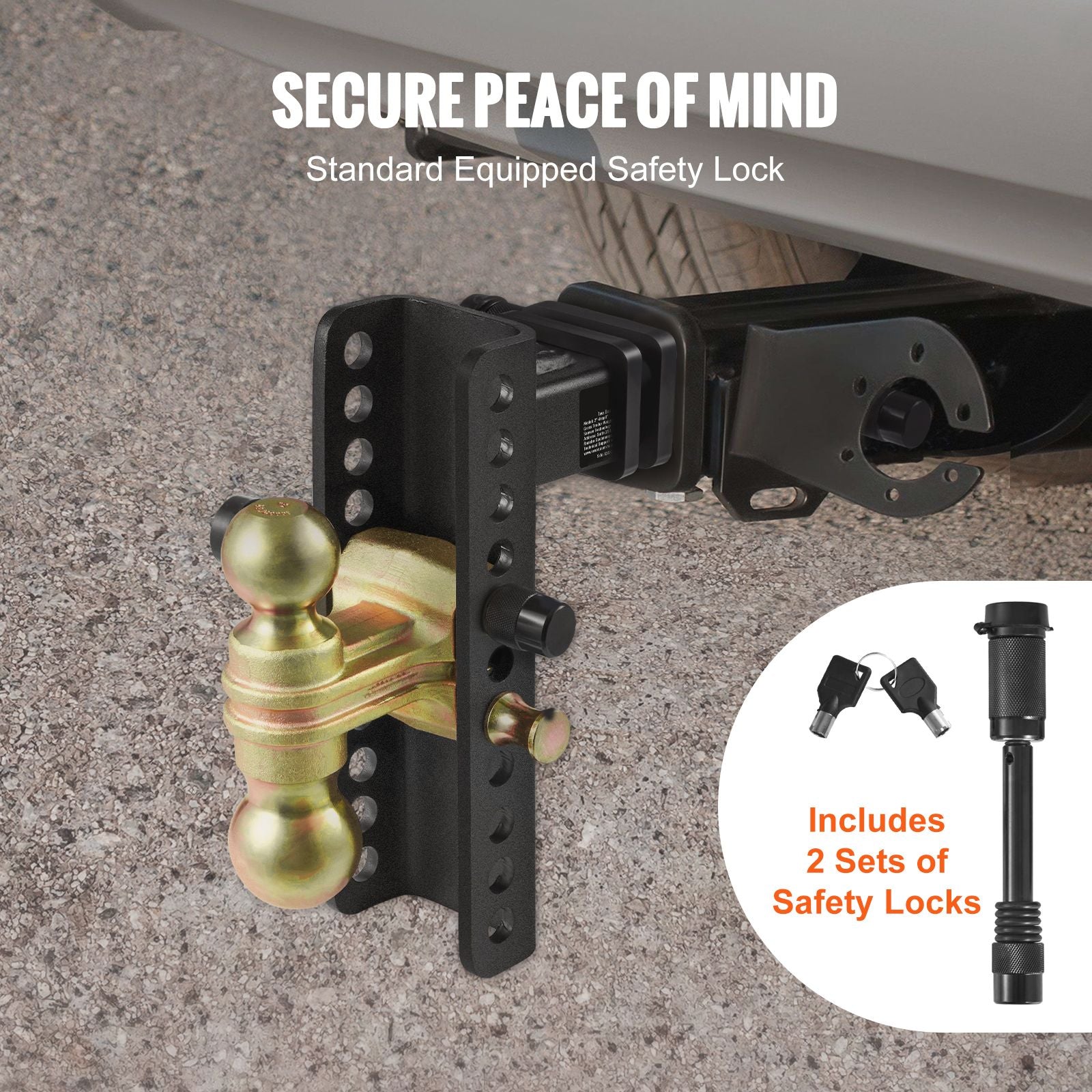 Adjustable Trailer Hitch 2in Receiver Drop Ball Mount 6350kg Tow Capacity
