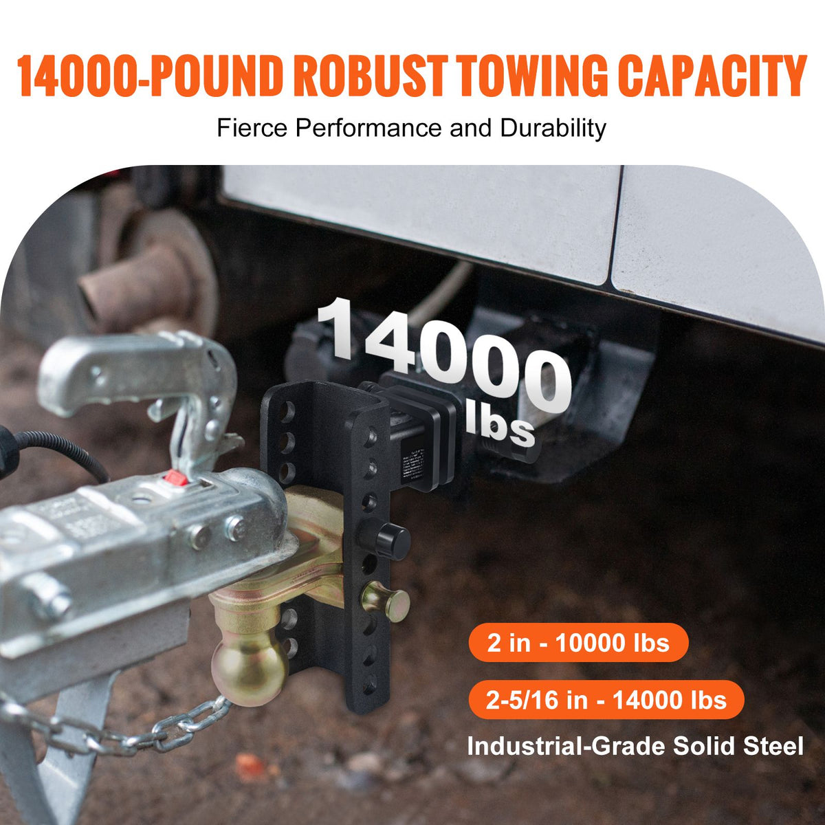 Adjustable Trailer Hitch Ball Mount 2 Inch Receiver 14000 lb Tow Capacity