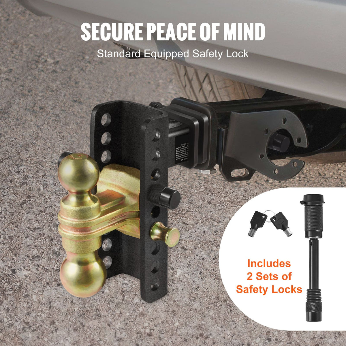 Adjustable Trailer Hitch Ball Mount 2 Inch Receiver 14000 lb Tow Capacity