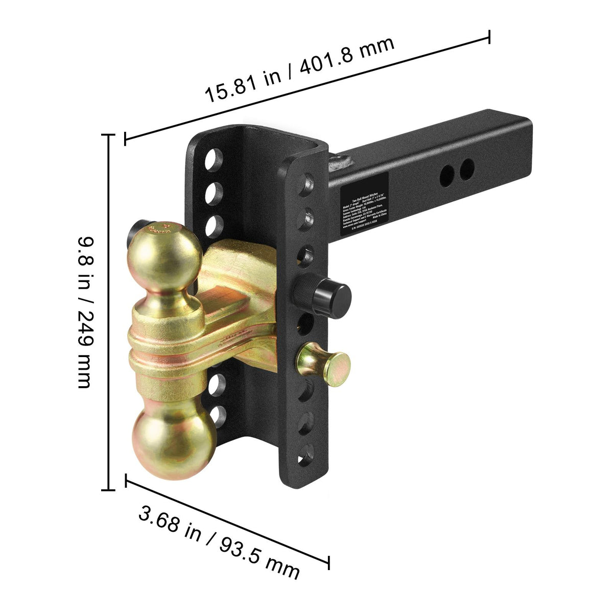 Adjustable Trailer Hitch Ball Mount 2 Inch Receiver 14000 lb Tow Capacity