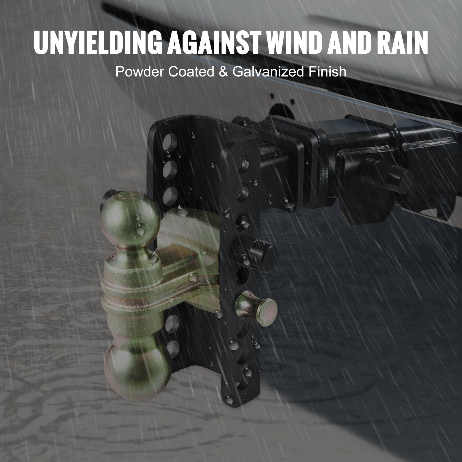Adjustable Trailer Hitch, 152.4 mm Drop & 114.3 mm Rise Hitch Ball Mount with 50.8 mm Receiver, Solid Tube, 6350 kg GTW, 50.8 mm and 58.7 mm 45# Steel Tow Balls with Key Lock for Truck Towing
