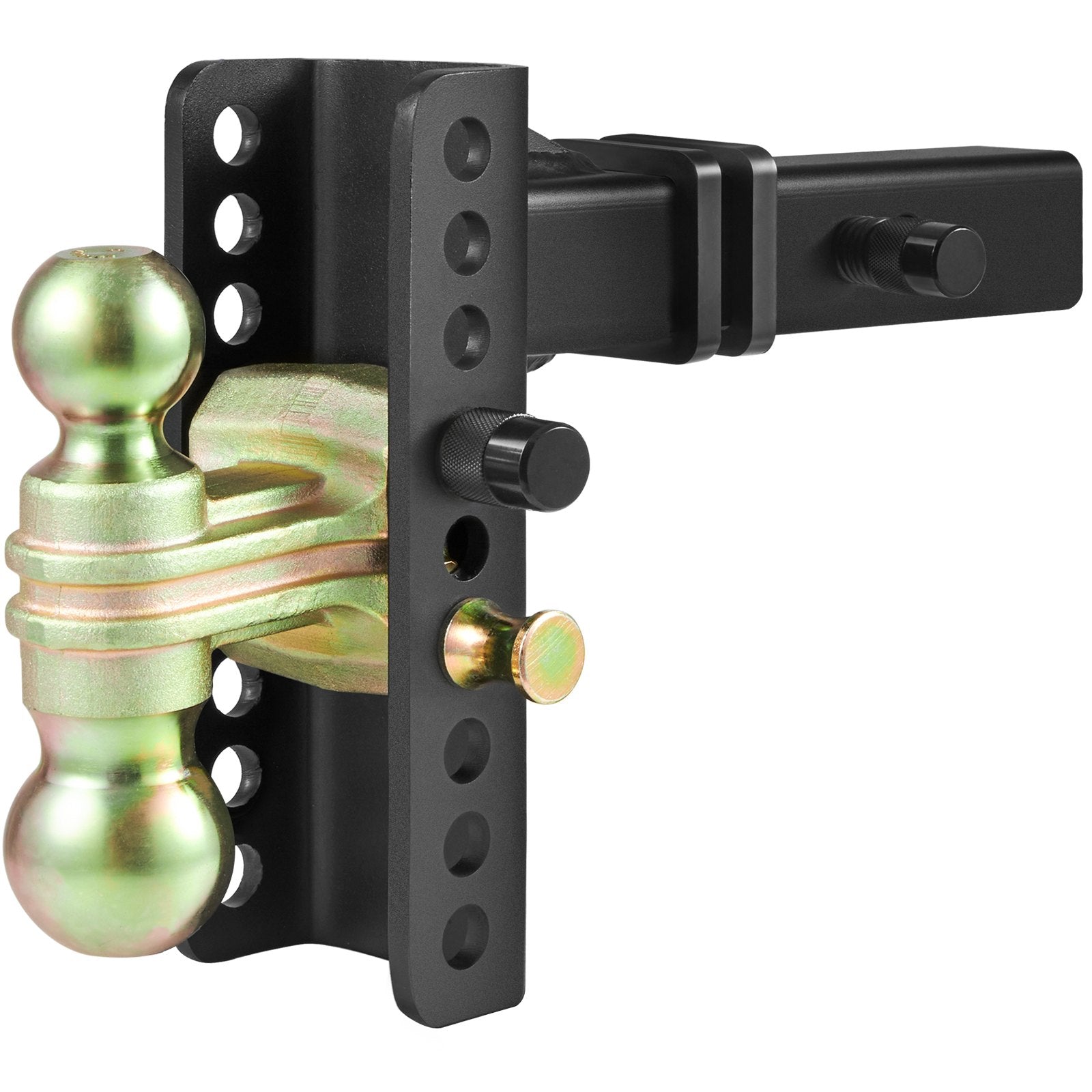 Adjustable Trailer Hitch, 152.4 mm Drop & 114.3 mm Rise Hitch Ball Mount with 50.8 mm Receiver, Solid Tube, 6350 kg GTW, 50.8 mm and 58.7 mm 45# Steel Tow Balls with Key Lock for Truck Towing