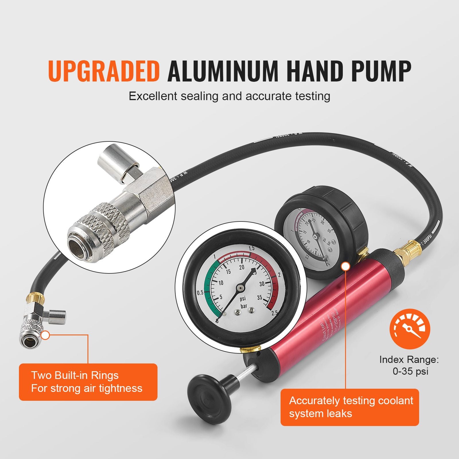 14PCS Radiator Pressure Tester Kit Coolant Leak Tester with Pump & Case