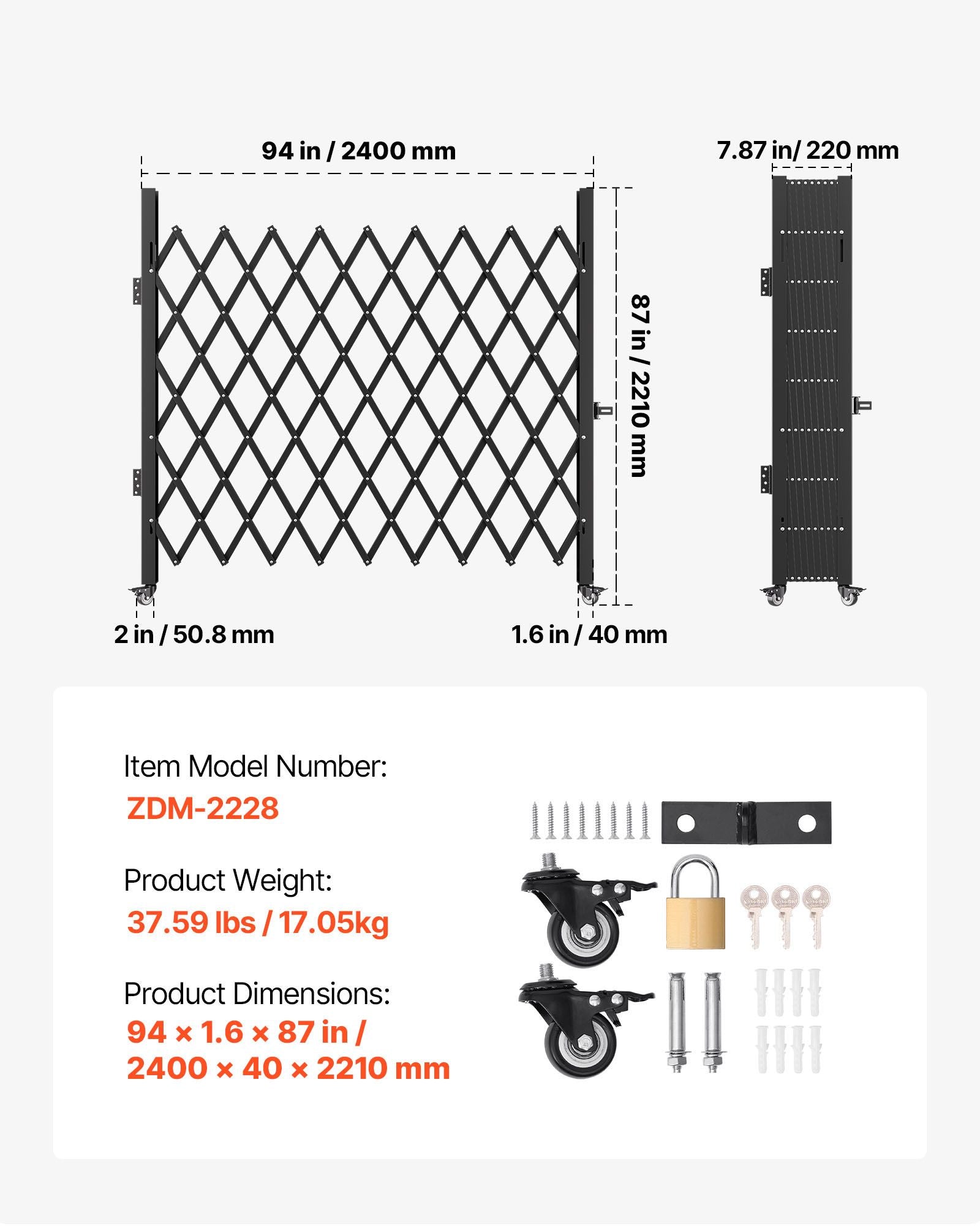 Single Folding Security Gate, 85