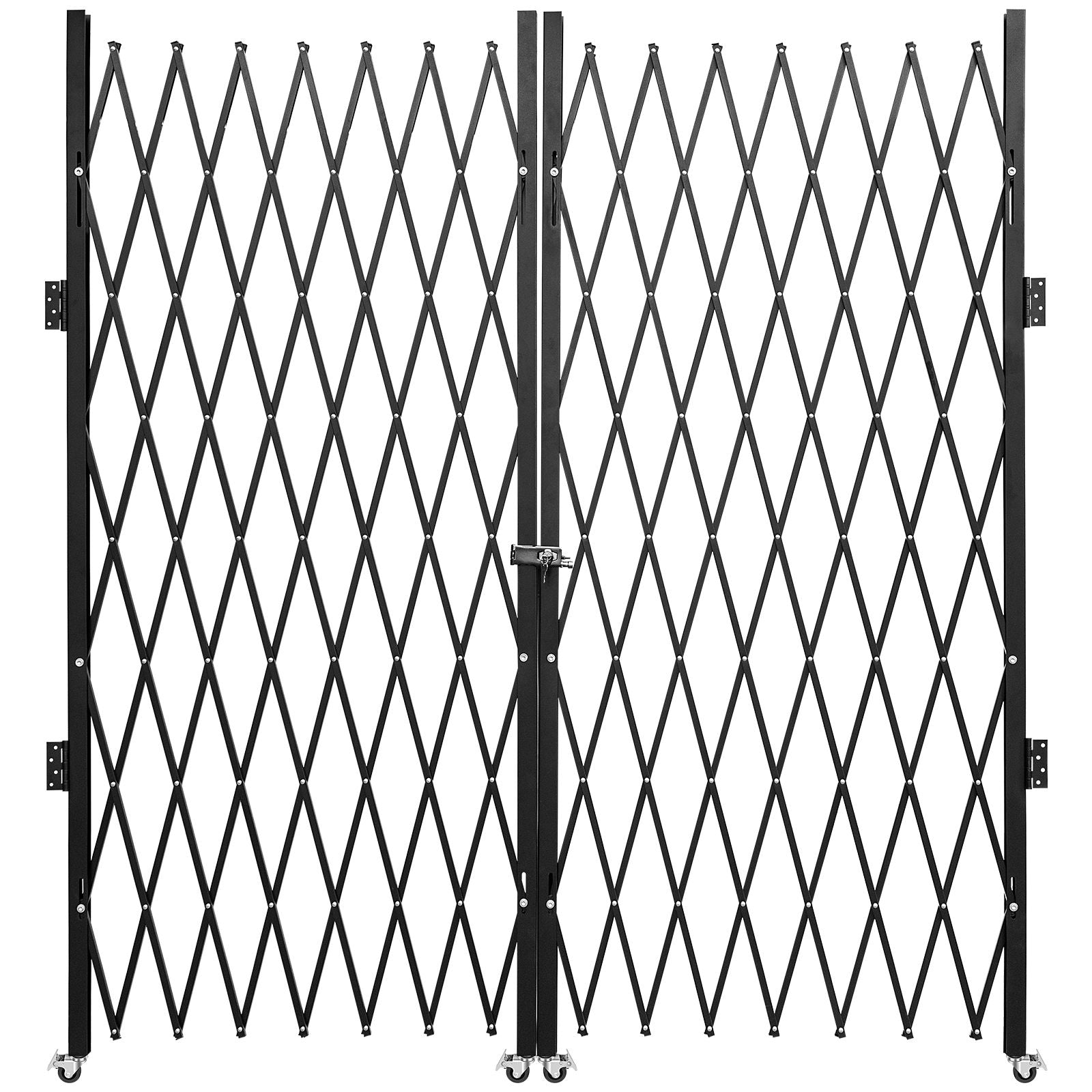 Double Folding Security Gate Folding Door Gate 5.1' H x 10.2' W Scissor Gate