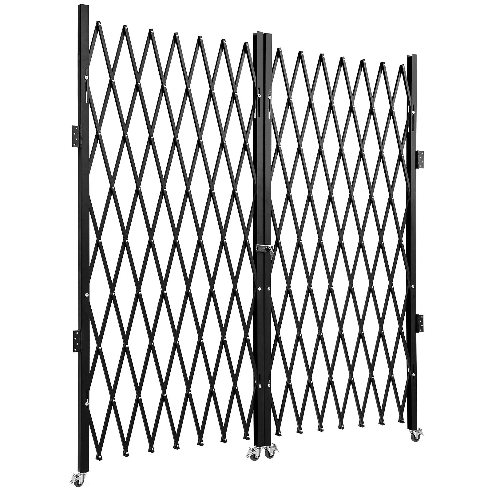 Double Folding Security Gate Folding Door Gate 5.1' H x 10.2' W Scissor Gate