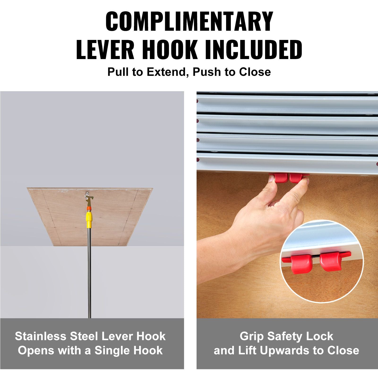 Attic Ladder Telescoping, 158.76kg Capacity, 100cm x 59.94cm,Multi-Purpose Aluminium Extension, Lightweight and Portable,Fits298.7cm-320.04cmCeilingHeights,Convenient Access to Your Attic Standa