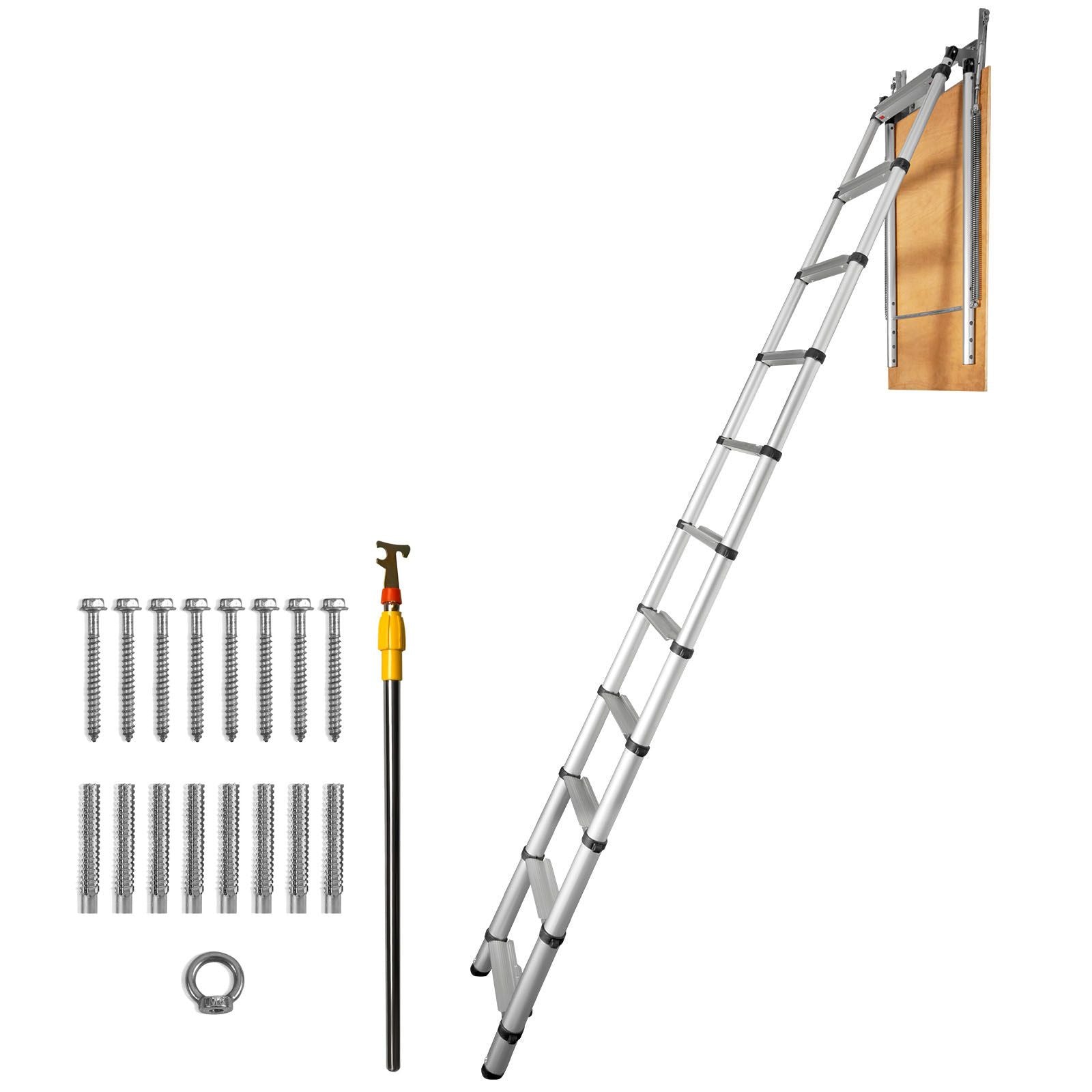 Attic Ladder Telescoping, 158.76kg Capacity, 100cm x 59.94cm,Multi-Purpose Aluminium Extension, Lightweight and Portable,Fits298.7cm-320.04cmCeilingHeights,Convenient Access to Your Attic Standa