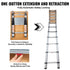 Attic Ladder Telescoping, 158.76kg Capacity, 100cm x 59.94cm,Multi-Purpose Aluminium Extension, Lightweight and Portable,Fits298.7cm-320.04cmCeilingHeights,Convenient Access to Your Attic Standa