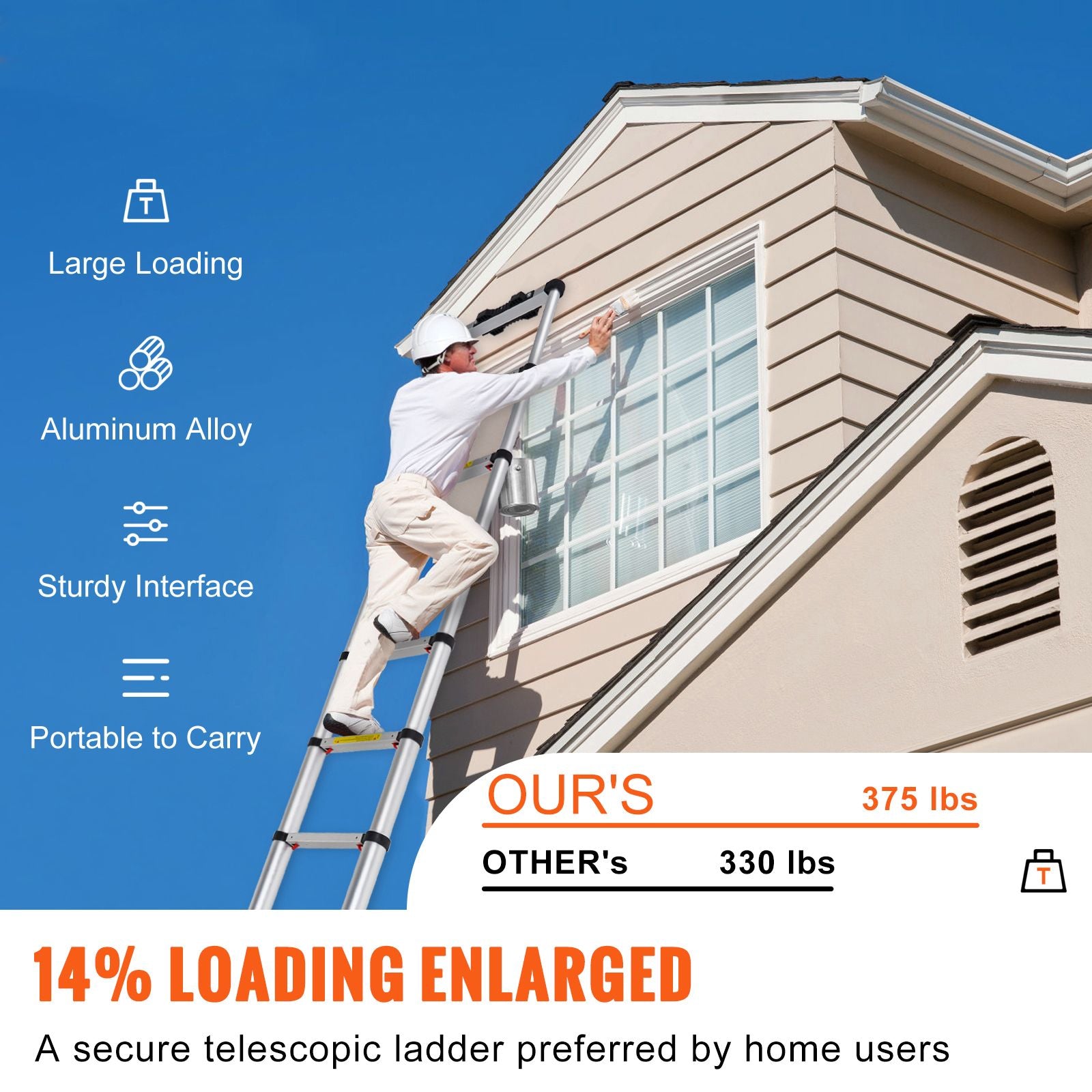 Telescoping Ladder Aluminum Extension Step 3.2 m Multi-purpose Portable