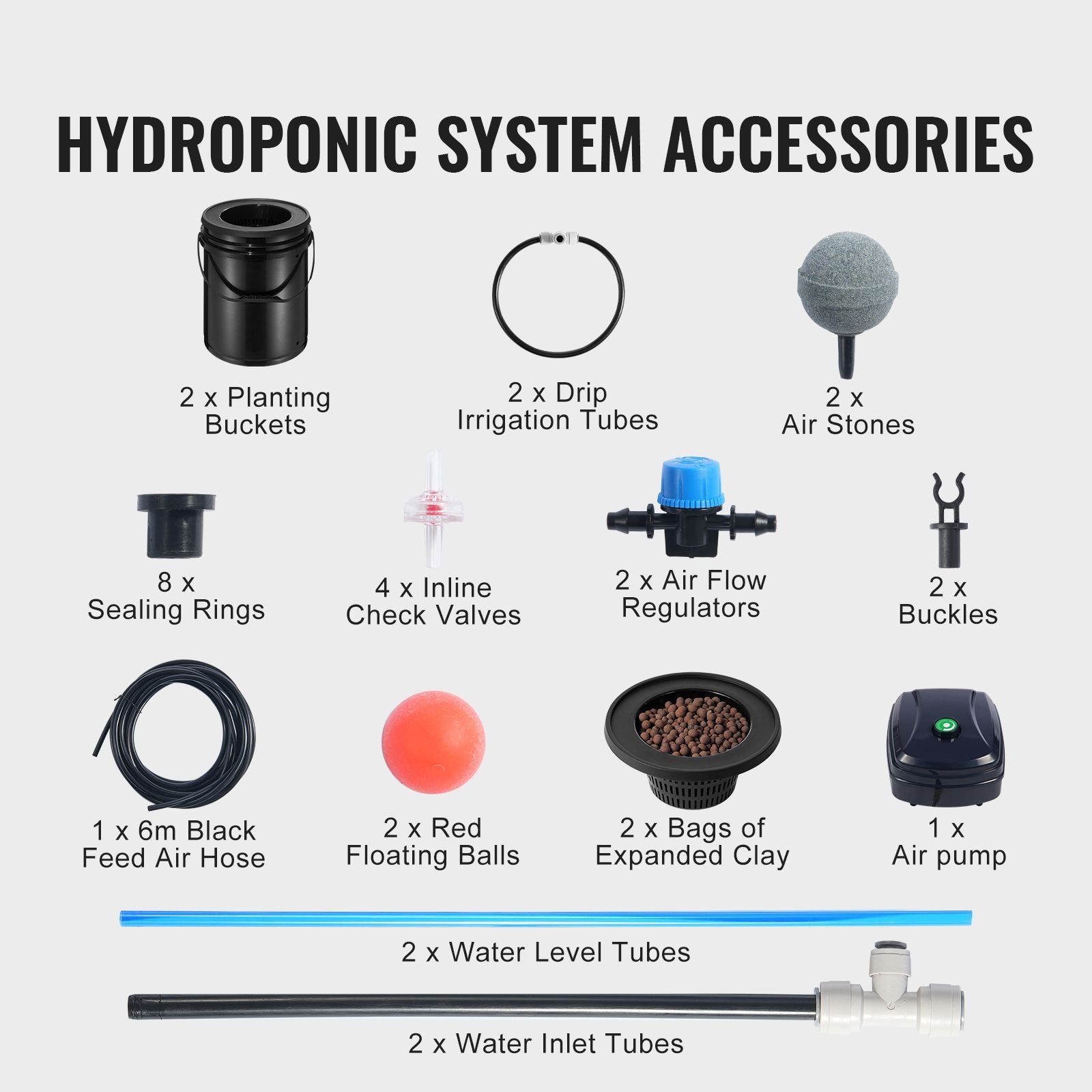 DWC Hydroponics Grow System Deep Water Culture with Top Drip 2 Buckets