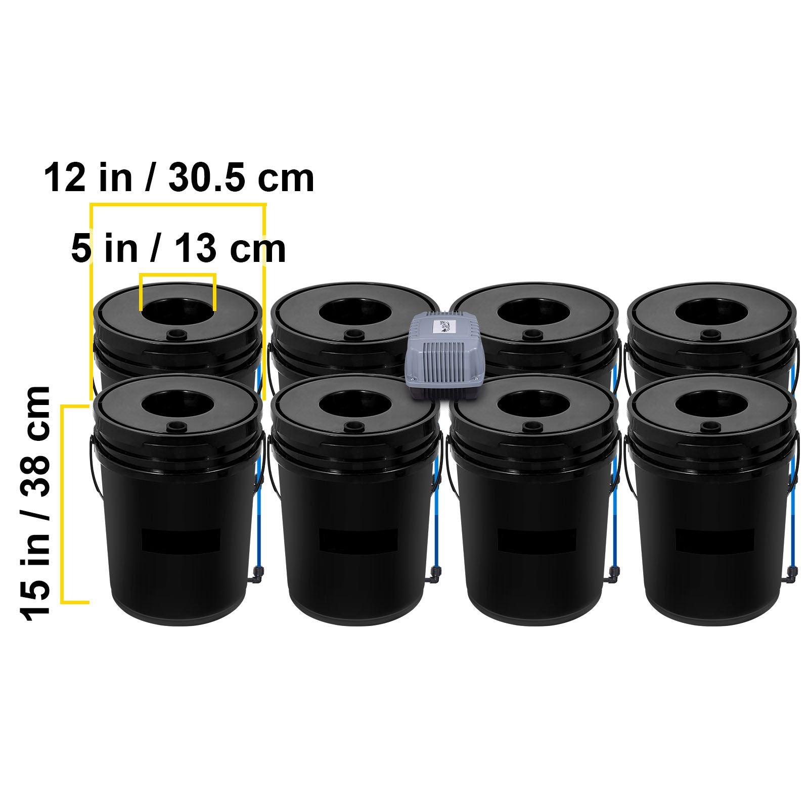 DWC Hydroponics Grow System Deep Water Culture 8 Buckets with Air Pump