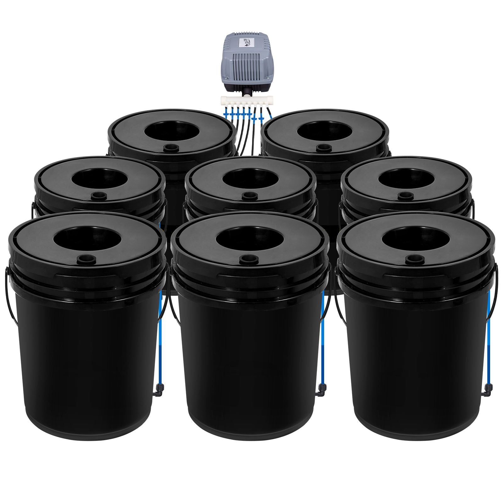 DWC Hydroponics Grow System Deep Water Culture 8 Buckets with Air Pump