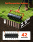 Rolling Lawn Aerator, 410mm Manual Push Aerator Roller with 42 Spikes & 60 in Long Handle, Fillable Drum for Added Weight, Heavy-Duty Lawn Soil Penetrator for Garden Yard Compacted Soils