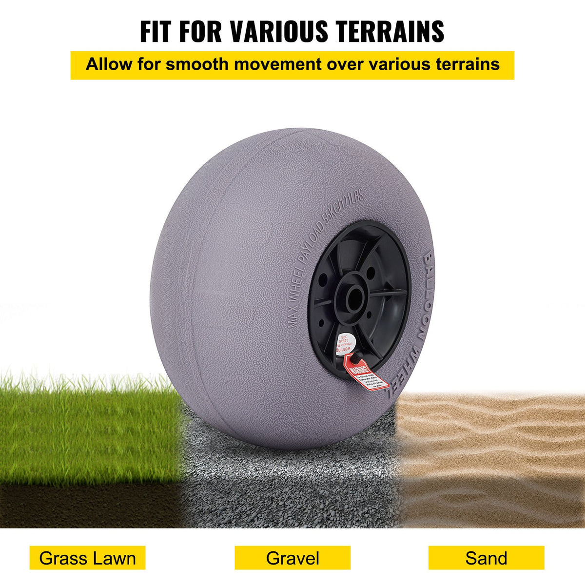 13-Inch Beach Balloon Wheels Replacement Tyres TPU 121lbs, Set of 2 Wheels