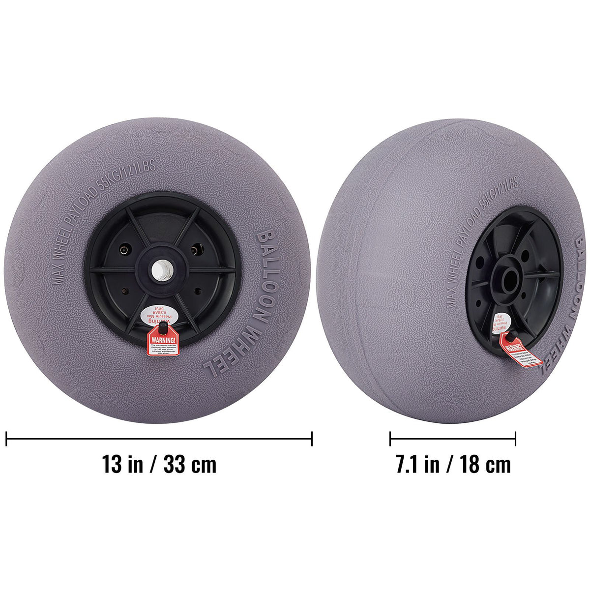 13-Inch Beach Balloon Wheels Replacement Tyres TPU 121lbs, Set of 2 Wheels