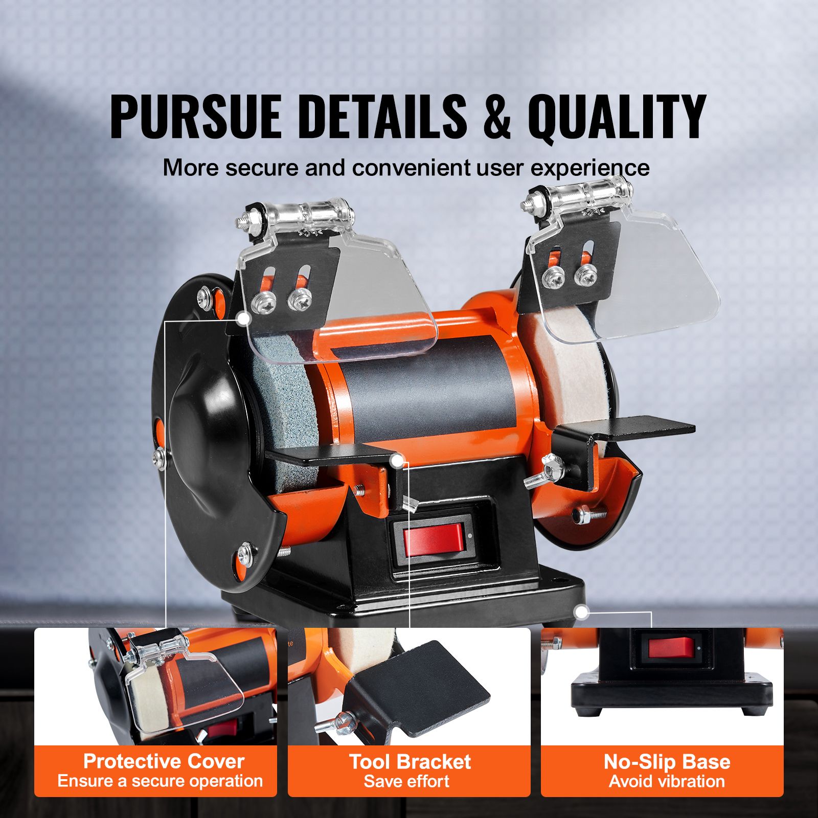 3590RPM Jewelry Polisher Bench Grinder with 3 Wheels & 100-Piece Tool Kit