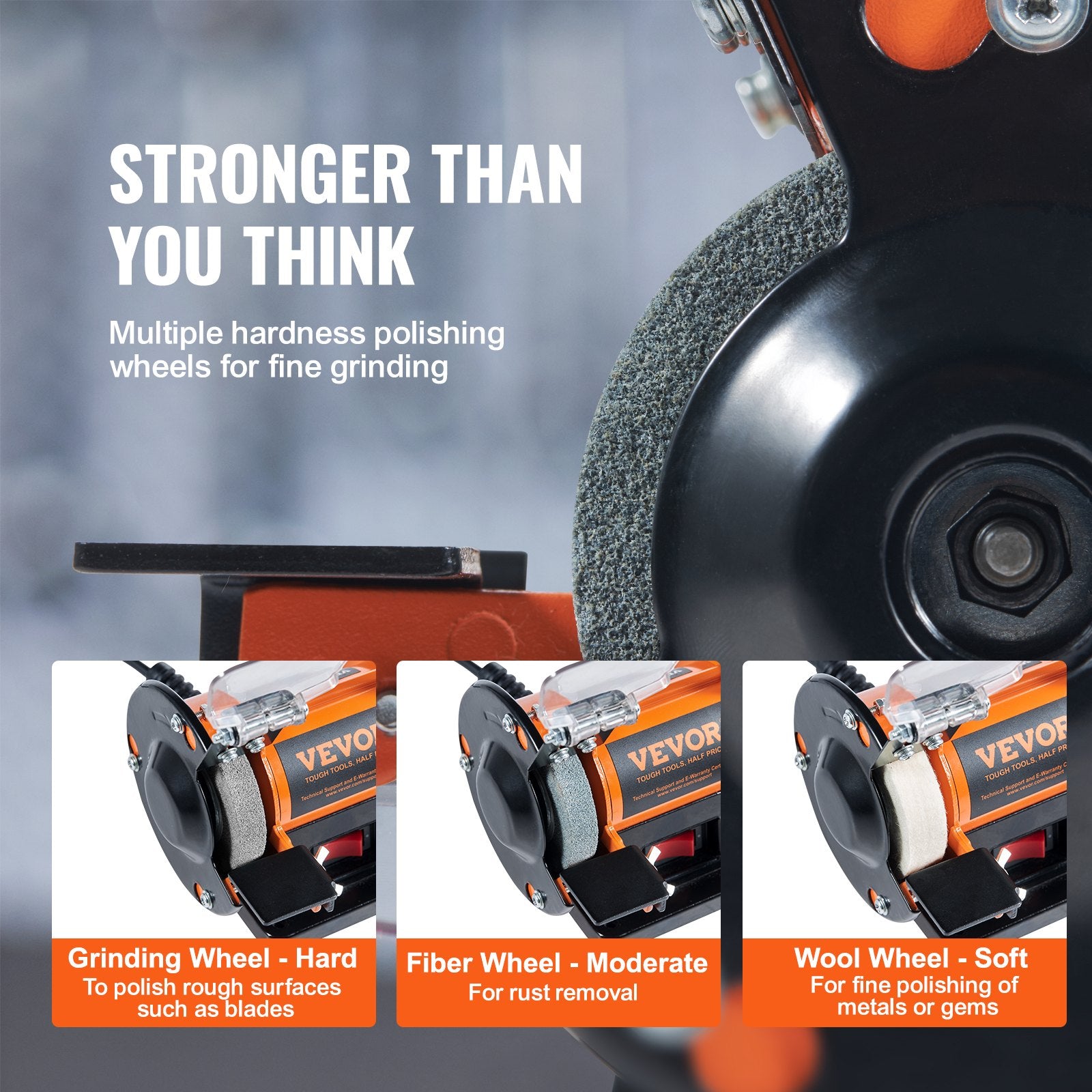 Jewelry Polisher, Bench Grinder Polishing & Buffing Machine, 3590RPM Bench Lathe Polisher with 1 Wool Wheel & 1 Abrasive Fiber Wheel & 1 Grinding Wheel & 100pcs Tools