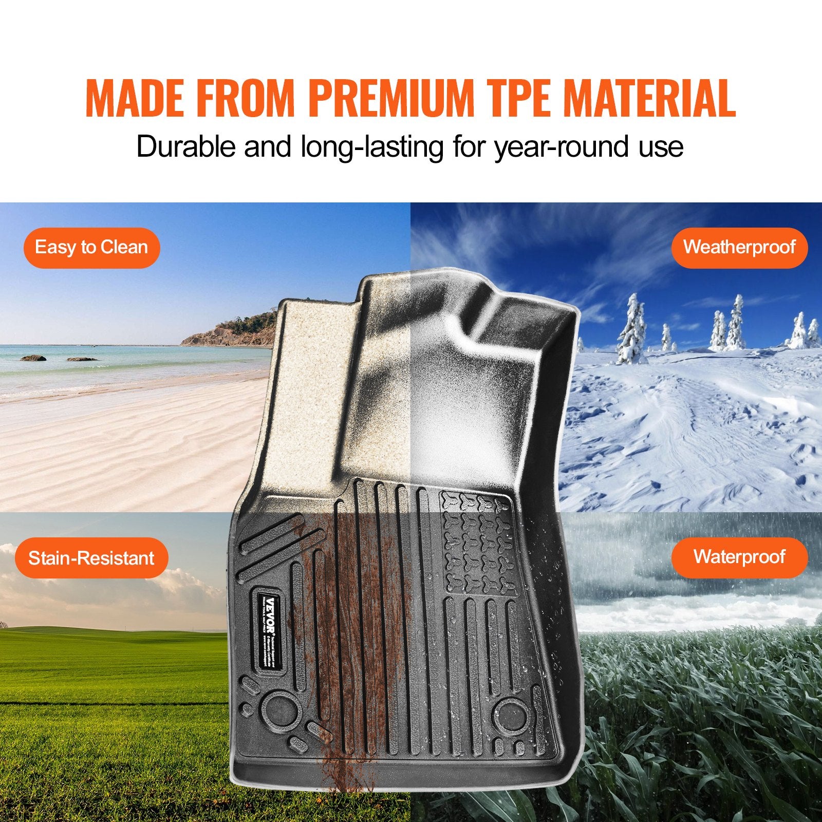 Automotive Floor Mats Fits for Tesla Model Y 2021-2024 3 pcs TPE Liners