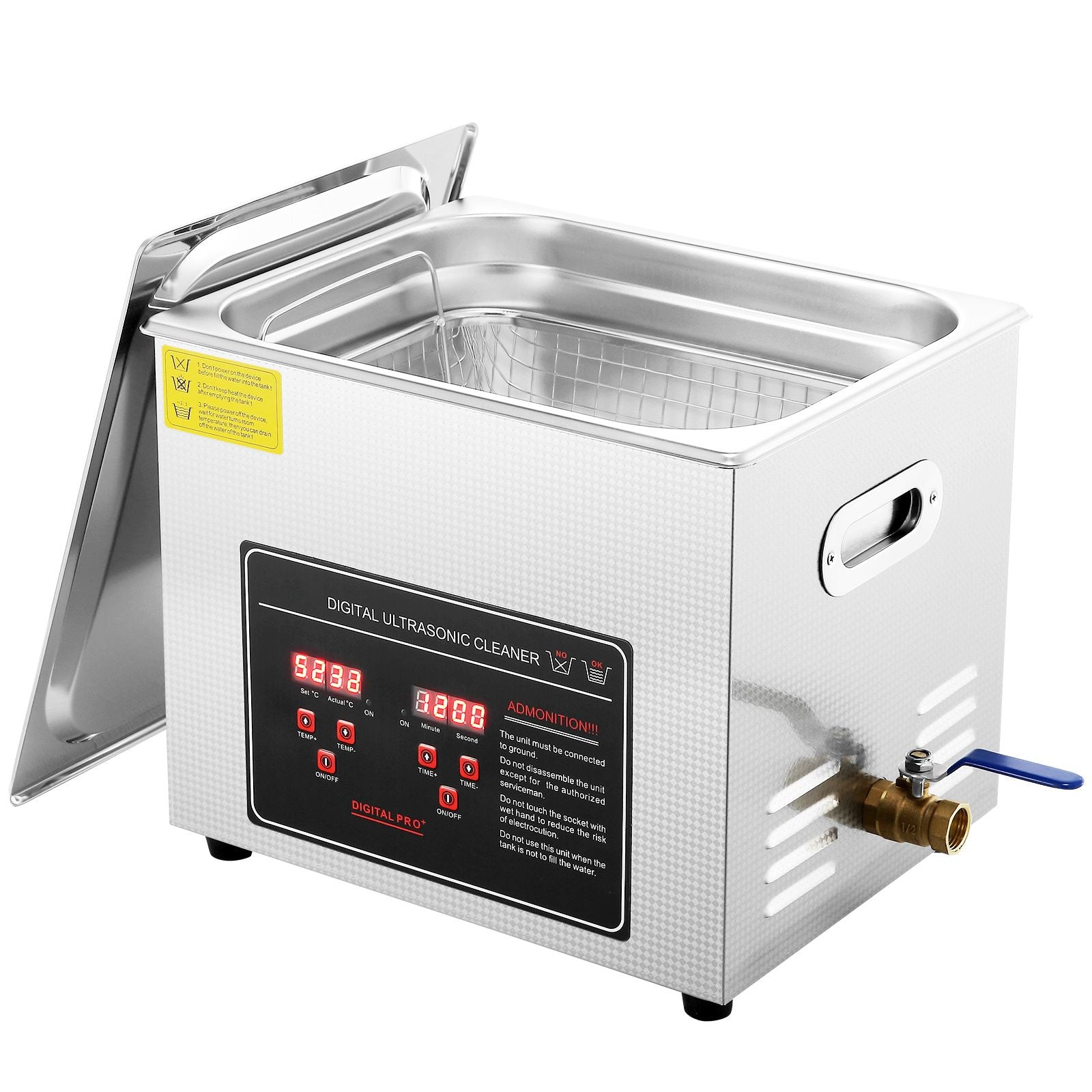 Ultrasonic Cleaner with Digital Timer & Heater, Professional Ultra Sonic Jewelry Cleaner, Stainless Steel Heated Cleaning Machine for Glasses Watch Rings Small Parts Circuit Board (10L)