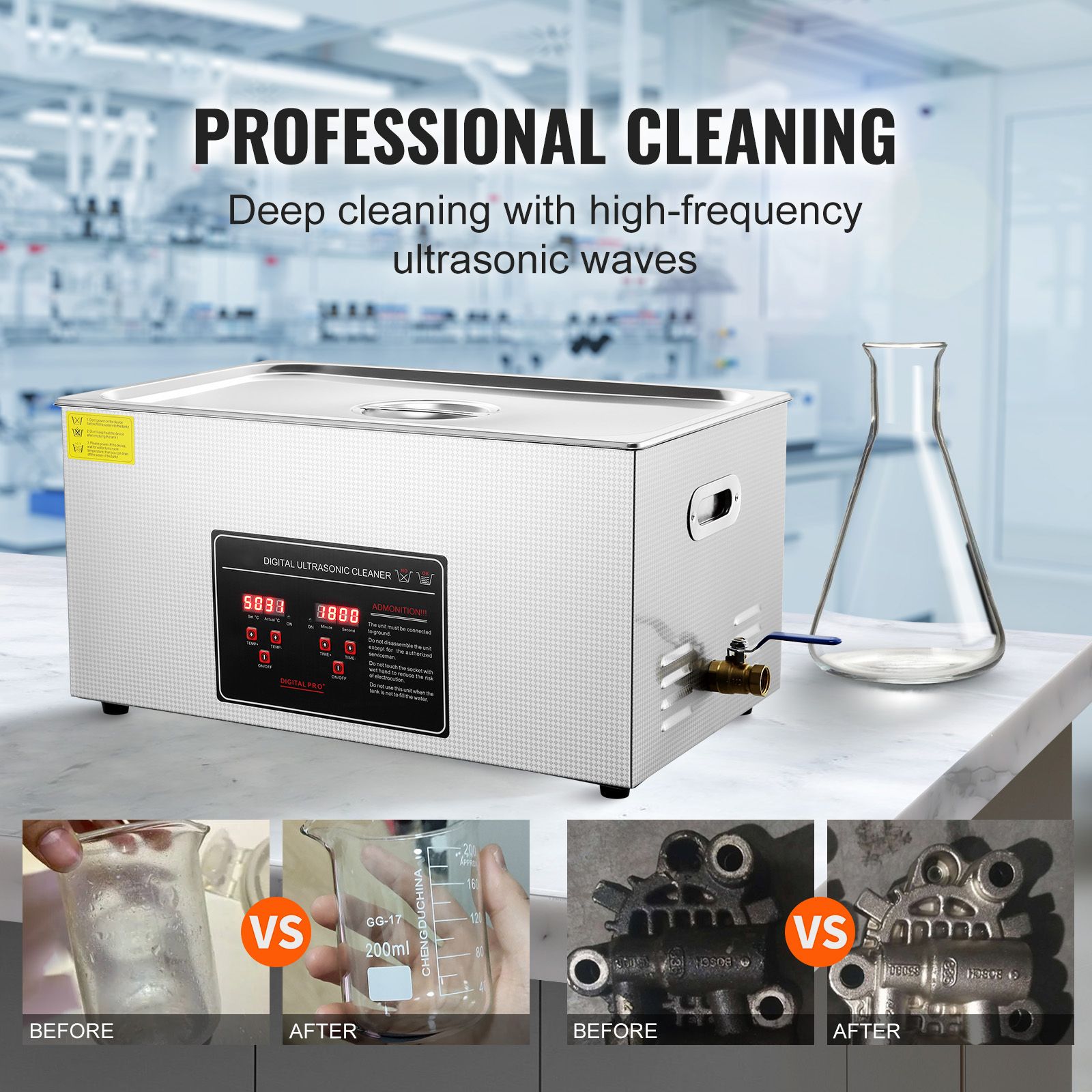 22L Ultrasonic Cleaner with Timer Heating Machine Digital Sonic Cleaner