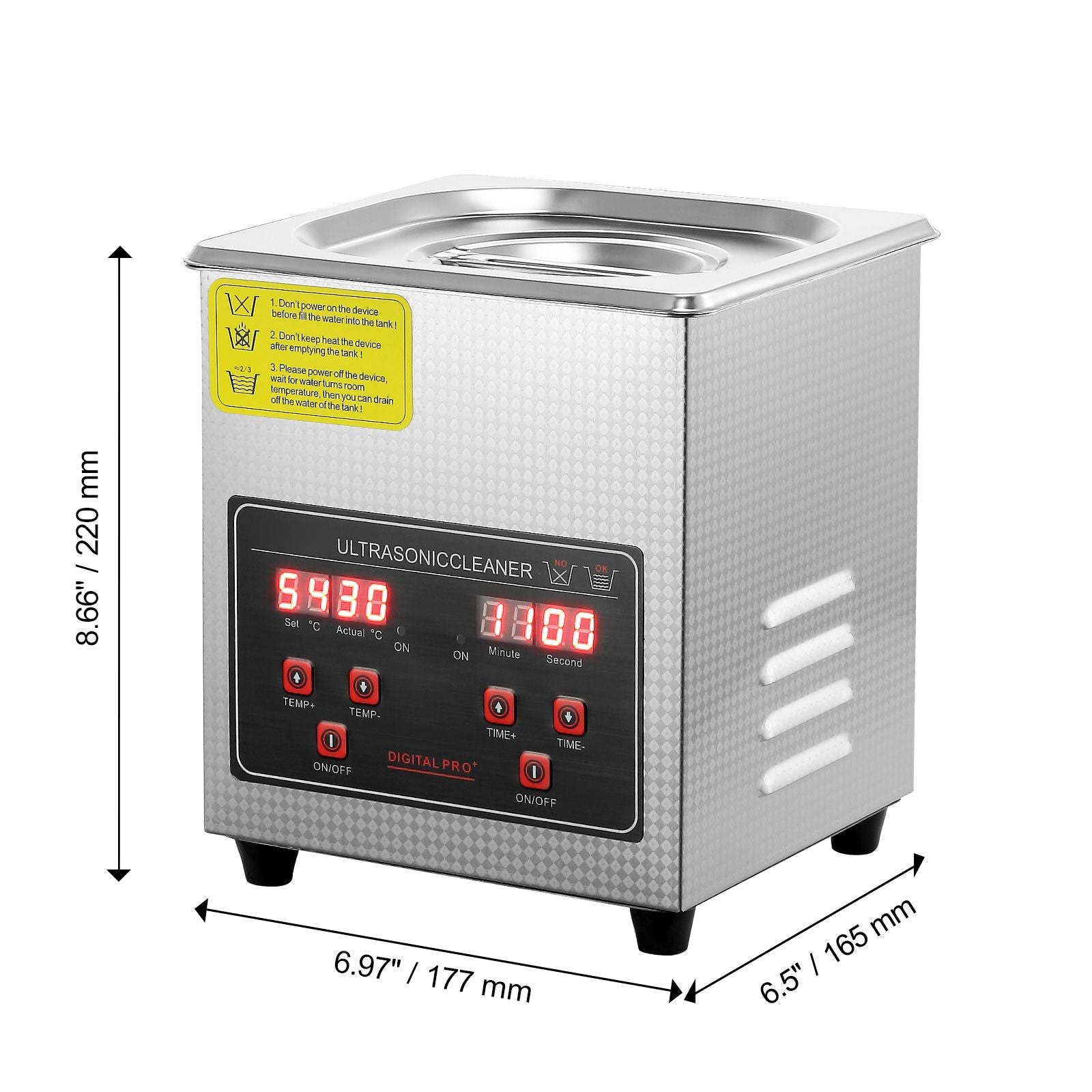 Ultrasonic Cleaner with Digital Timer & Heater, Professional Ultra Sonic Jewelry Cleaner, Stainless Steel Heated Cleaning Machine for Glasses Watch Rings Small Parts Circuit Board (2L)