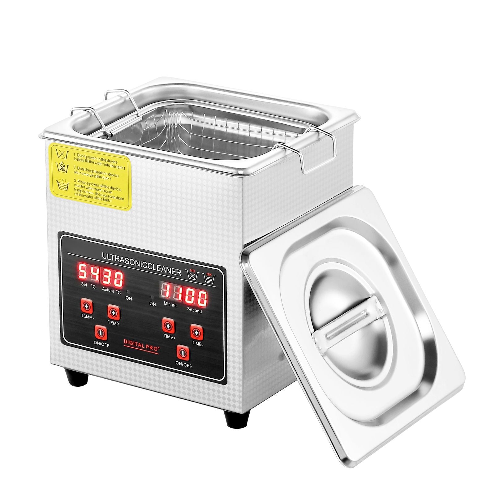 Ultrasonic Cleaner with Digital Timer & Heater, Professional Ultra Sonic Jewelry Cleaner, Stainless Steel Heated Cleaning Machine for Glasses Watch Rings Small Parts Circuit Board (2L)