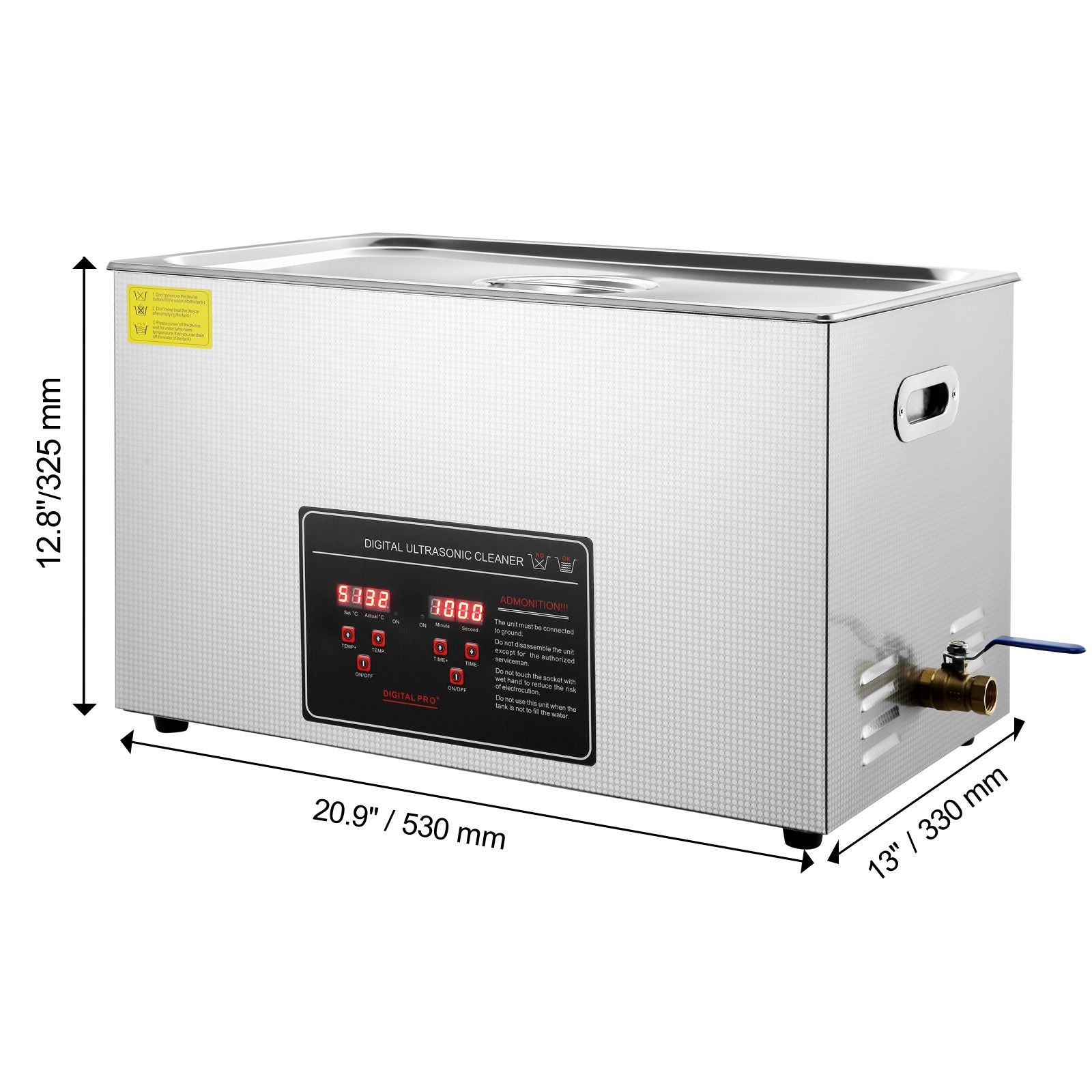 Ultrasonic Cleaner with Digital Timer & Heater, Professional Ultra Sonic Jewelry Cleaner, Stainless Steel Heated Cleaning Machine for Glasses Watch Rings Small Parts Circuit Board (30L)