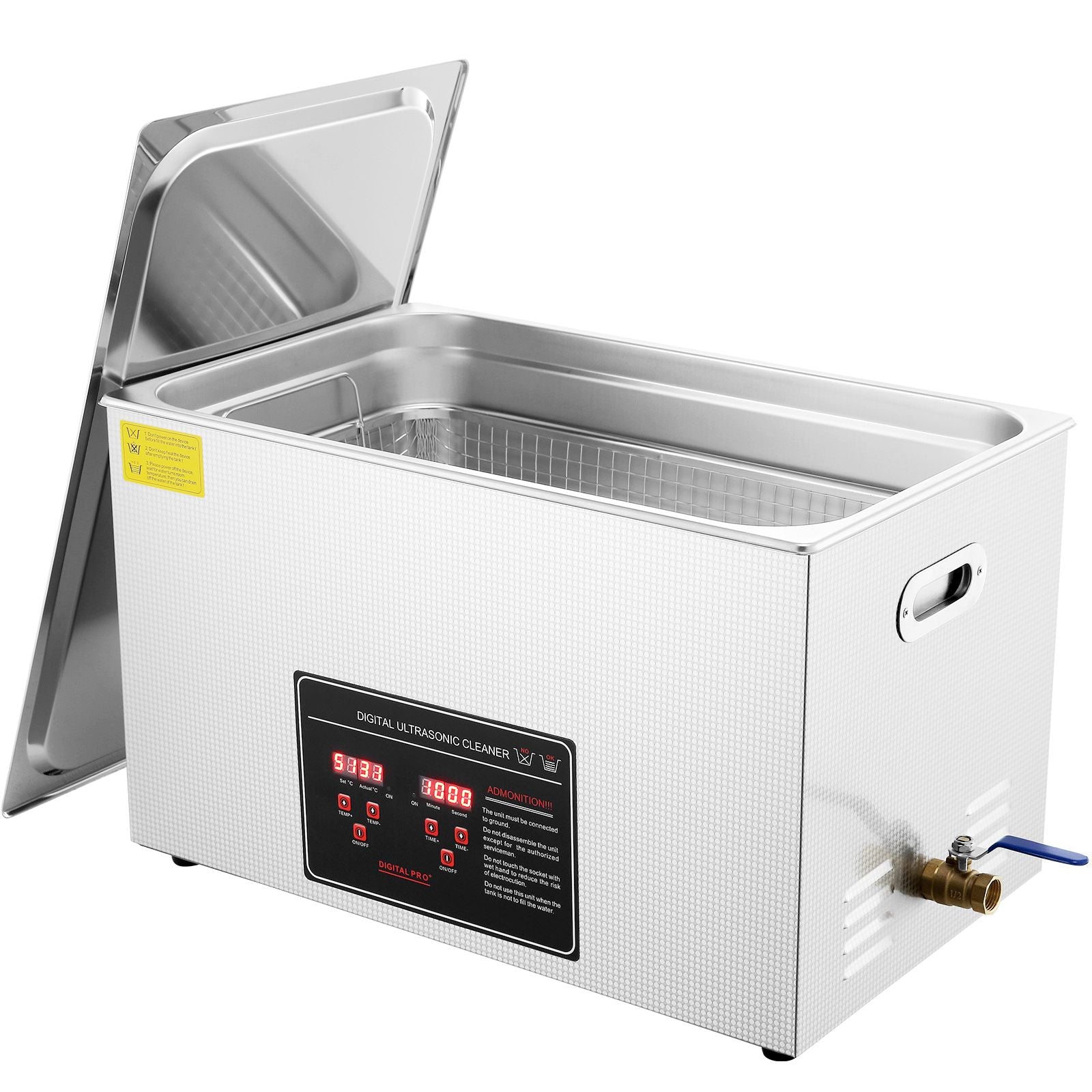 Ultrasonic Cleaner with Digital Timer & Heater, Professional Ultra Sonic Jewelry Cleaner, Stainless Steel Heated Cleaning Machine for Glasses Watch Rings Small Parts Circuit Board (30L)