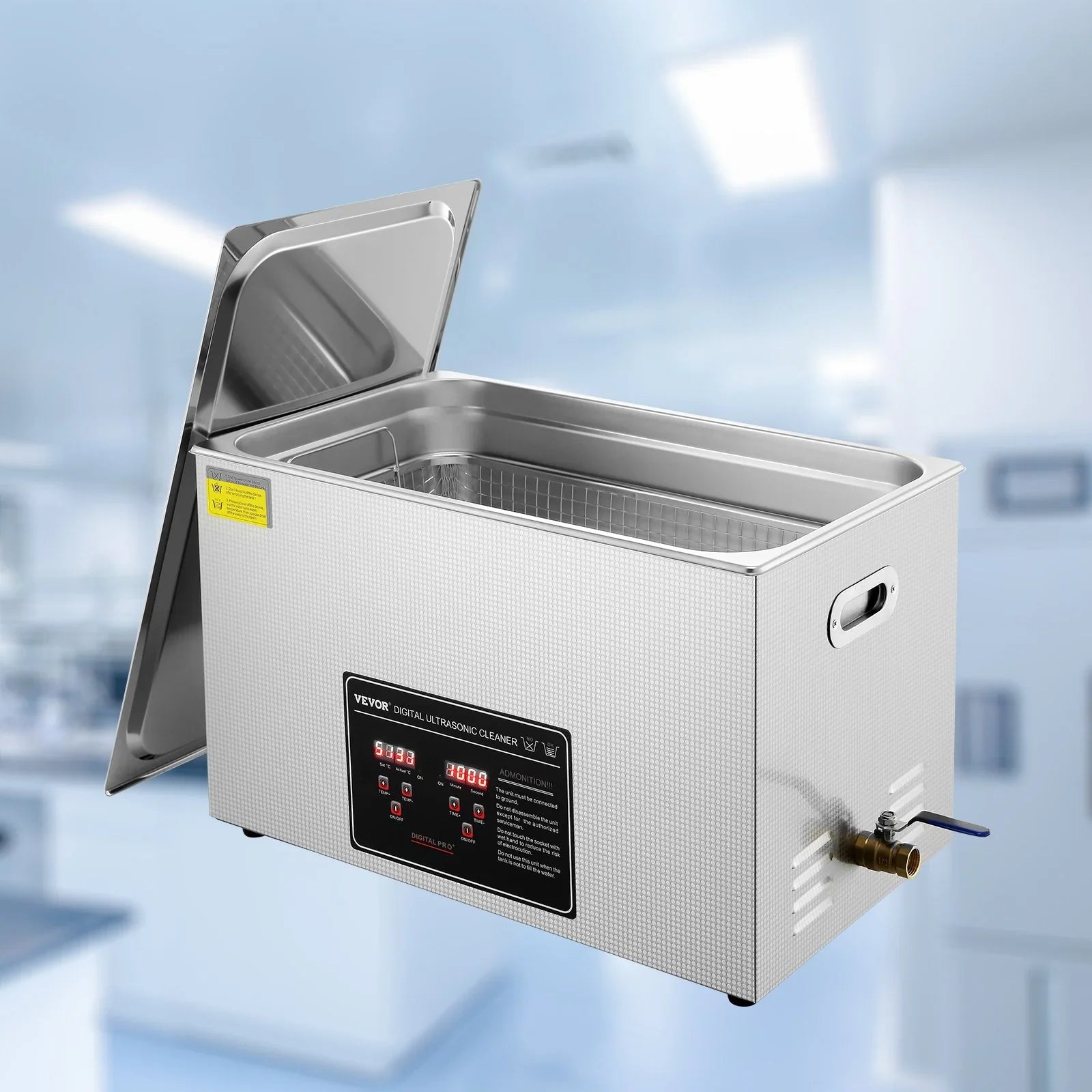 Ultrasonic Cleaner with Digital Timer & Heater, Professional Ultra Sonic Jewelry Cleaner, Stainless Steel Heated Cleaning Machine for Glasses Watch Rings Small Parts Circuit Board (30L)