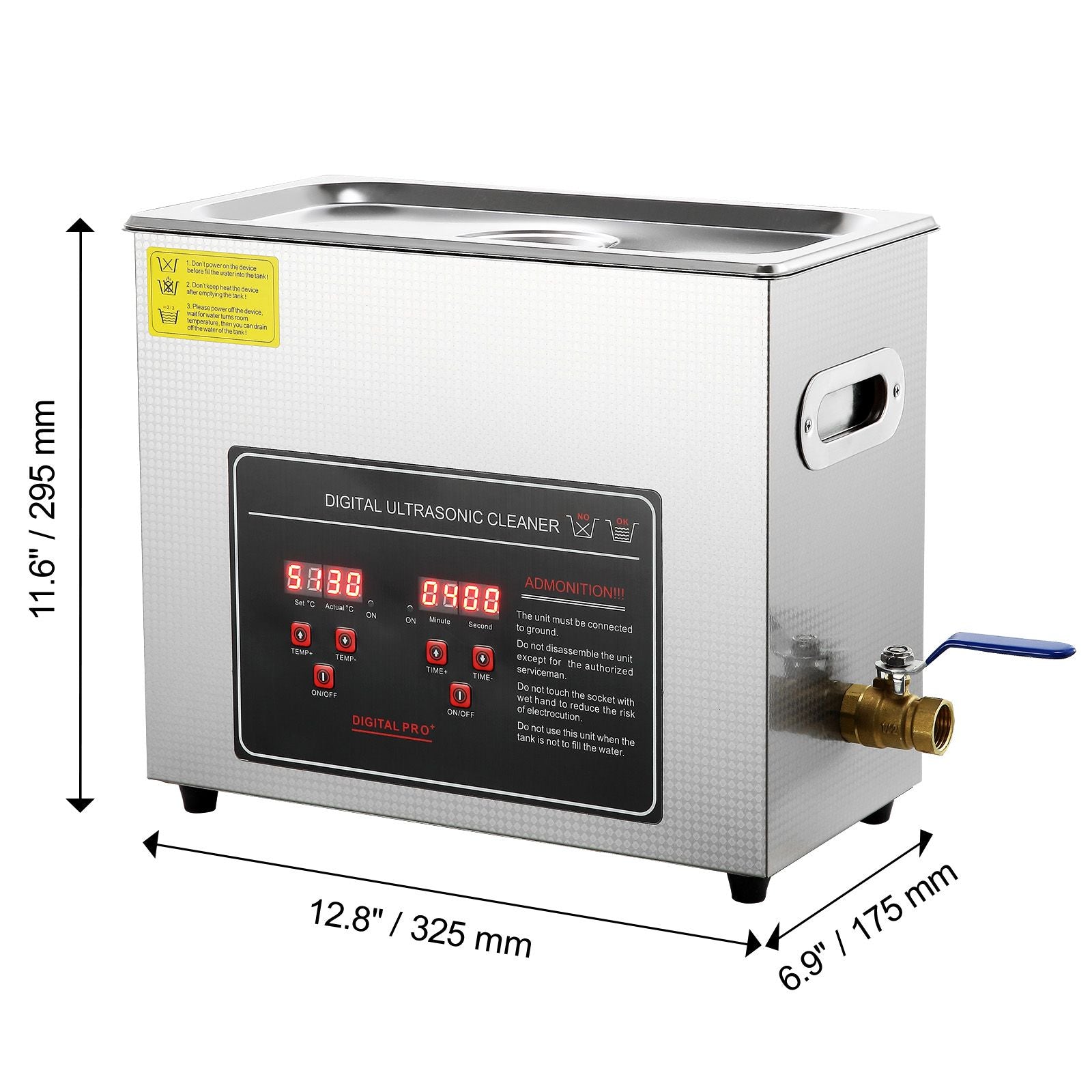 Ultrasonic Cleaner with Digital Timer & Heater, Professional Ultra Sonic Jewelry Cleaner, Stainless Steel Heated Cleaning Machine for Glasses Watch Rings Small Parts Circuit Board (6L)