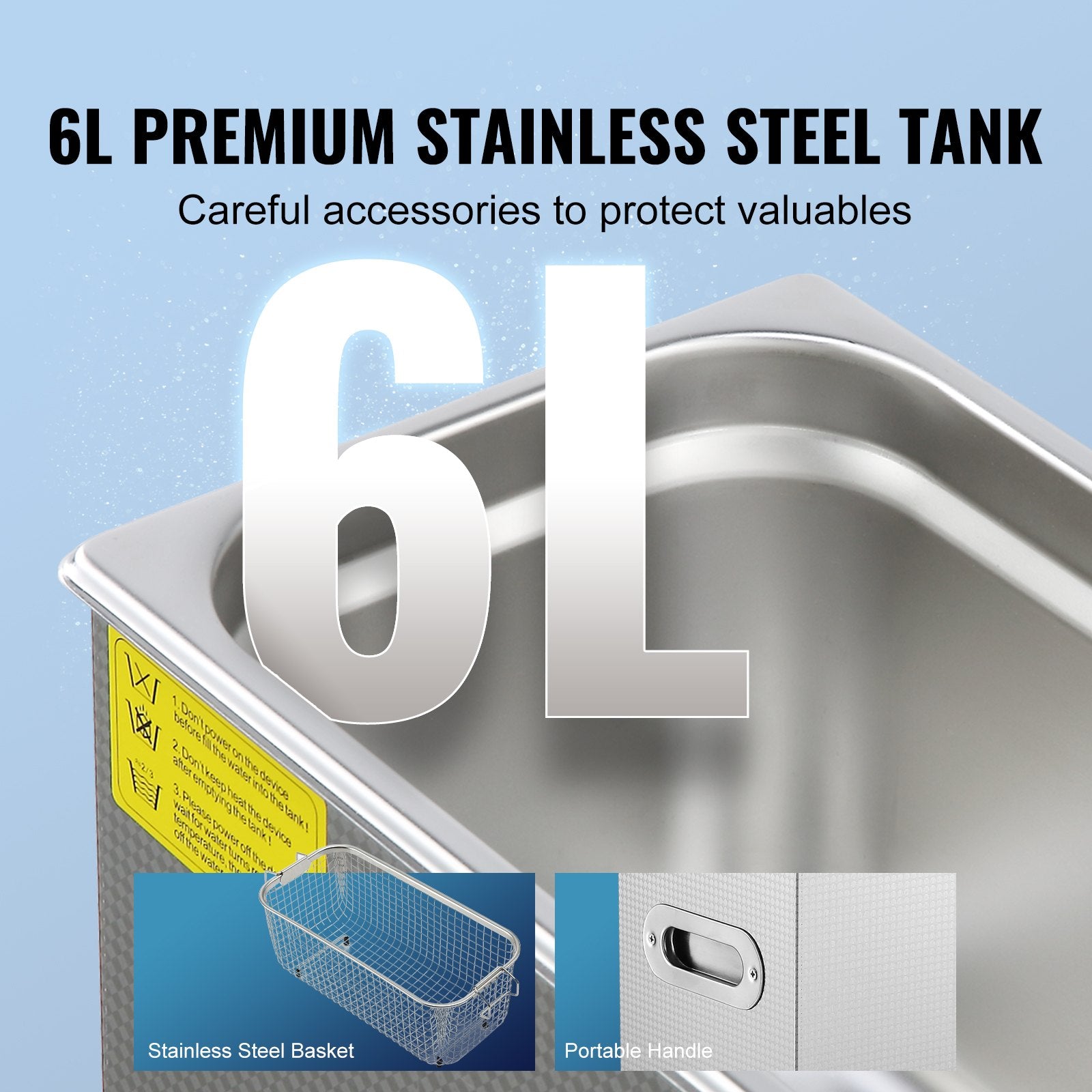 Ultrasonic Cleaner with Digital Timer & Heater, Professional Ultra Sonic Jewelry Cleaner, Stainless Steel Heated Cleaning Machine for Glasses Watch Rings Small Parts Circuit Board (6L)