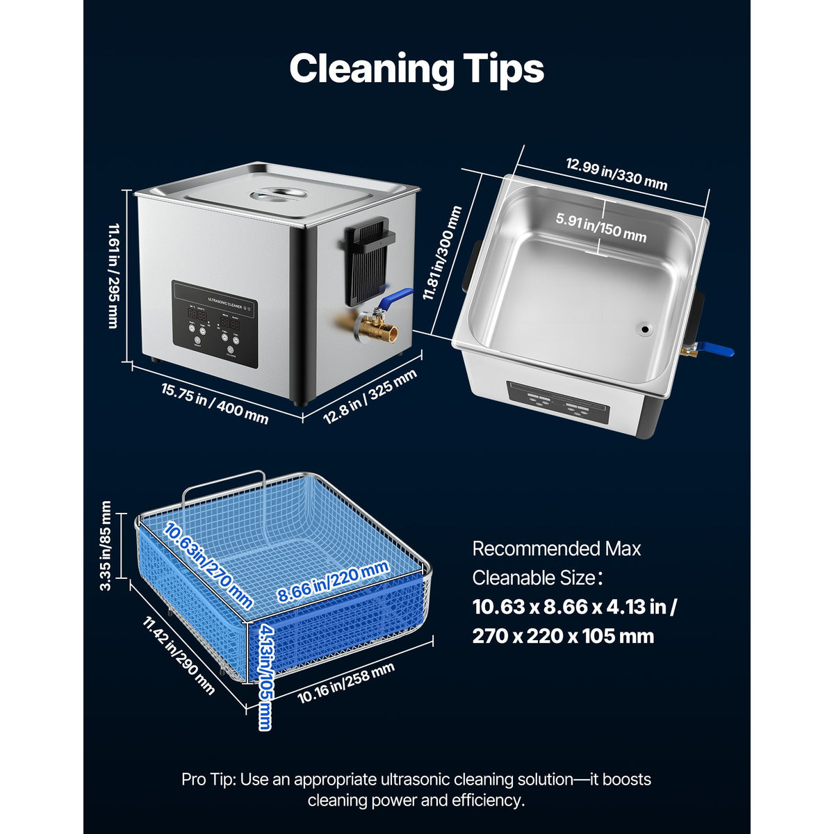 15L Ultrasonic Cleaner 240W 40kHz Stainless Steel Digital Cleaning Machine