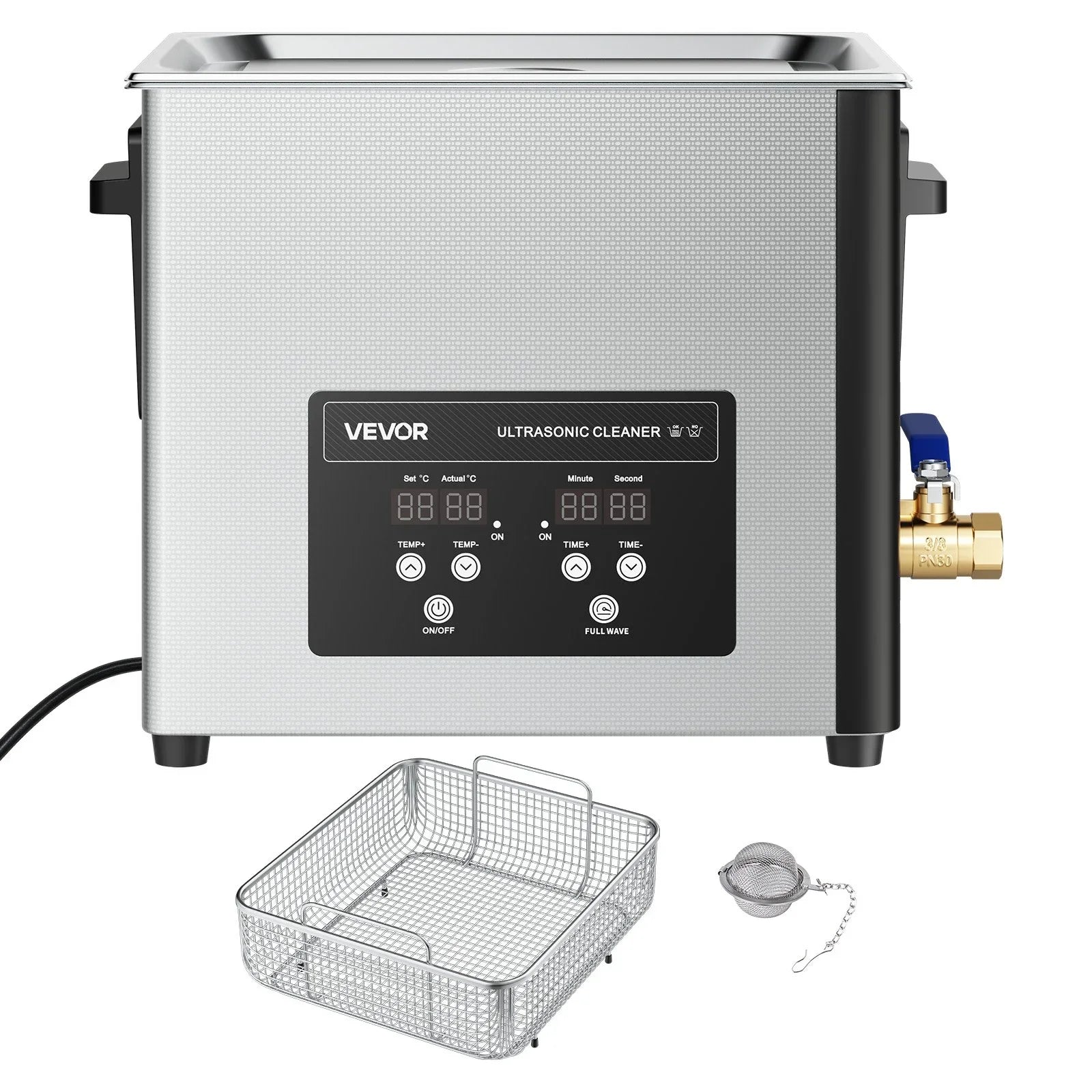 15L Ultrasonic Cleaner, Professional Ultrasonic Cleaner Machine with Cleaning Basket & Digital Display, 240W Stainless Steel 40kHz Industrial Cleaning Machine for Parts, Carburetors, Instruments