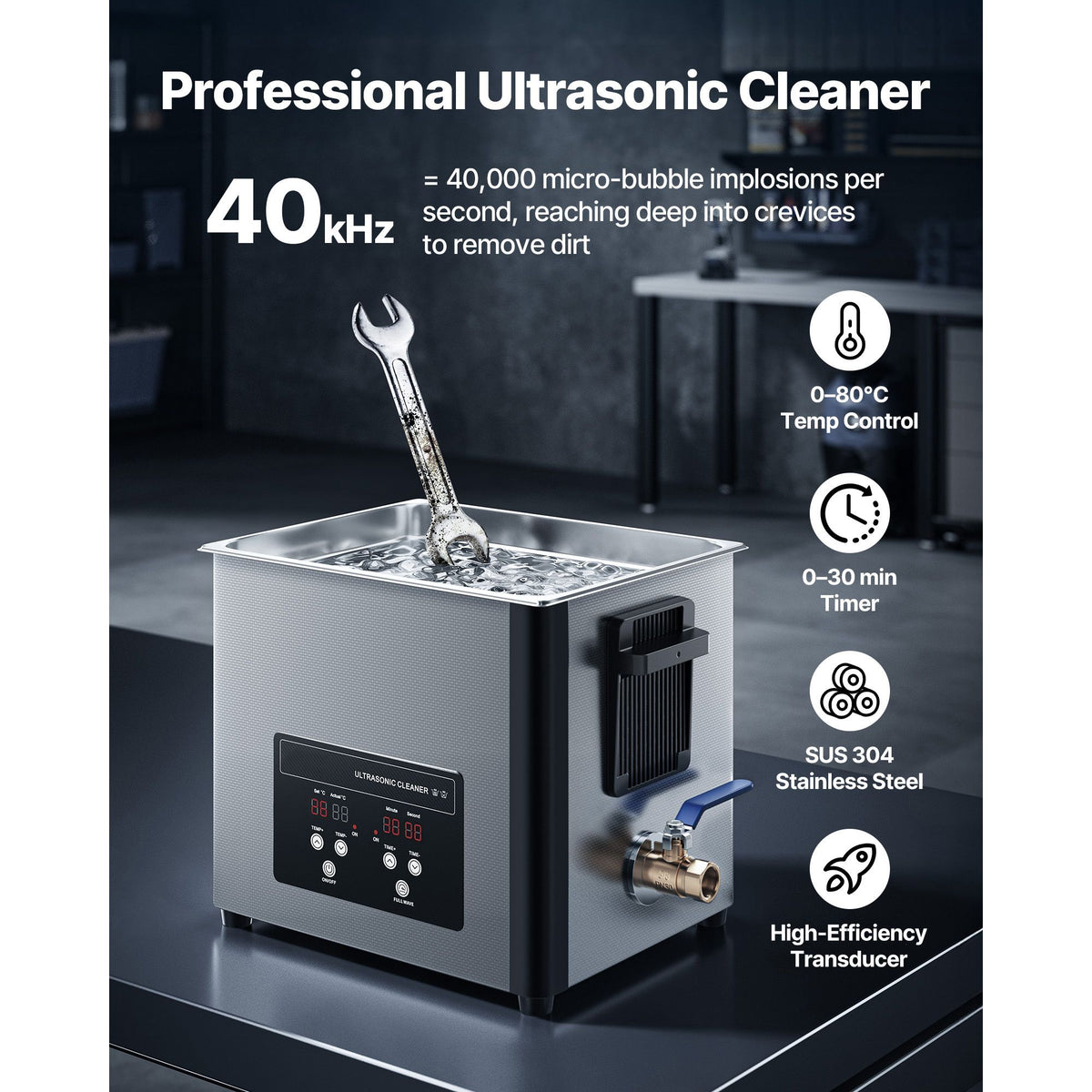 10L Ultrasonic Cleaner 180W 40kHz Digital Stainless Steel Cleaning Machine
