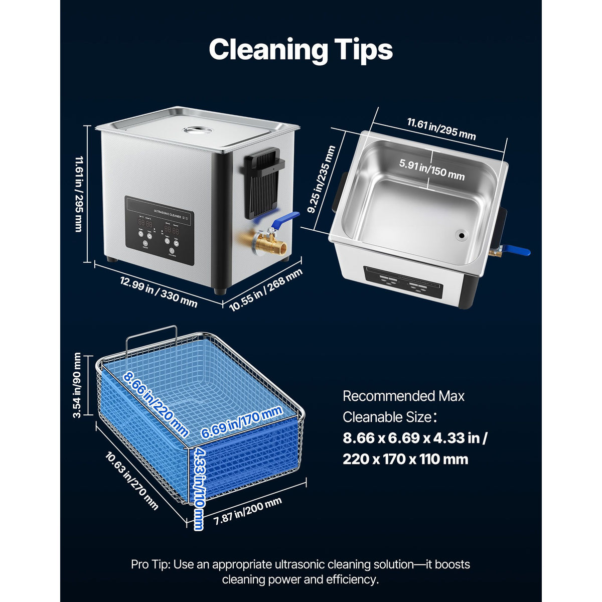 10L Ultrasonic Cleaner 180W 40kHz Digital Stainless Steel Cleaning Machine
