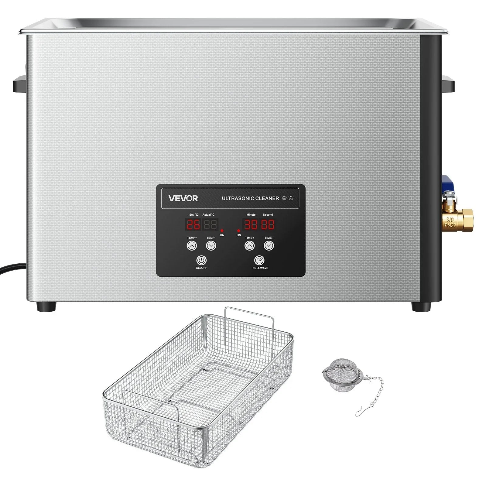 30L Ultrasonic Cleaner, Professional Ultrasonic Cleaner Machine with Cleaning Basket & Digital Display, 480W Stainless Steel 40kHz Industrial Cleaning Machine for Parts, Carburetors, Instruments