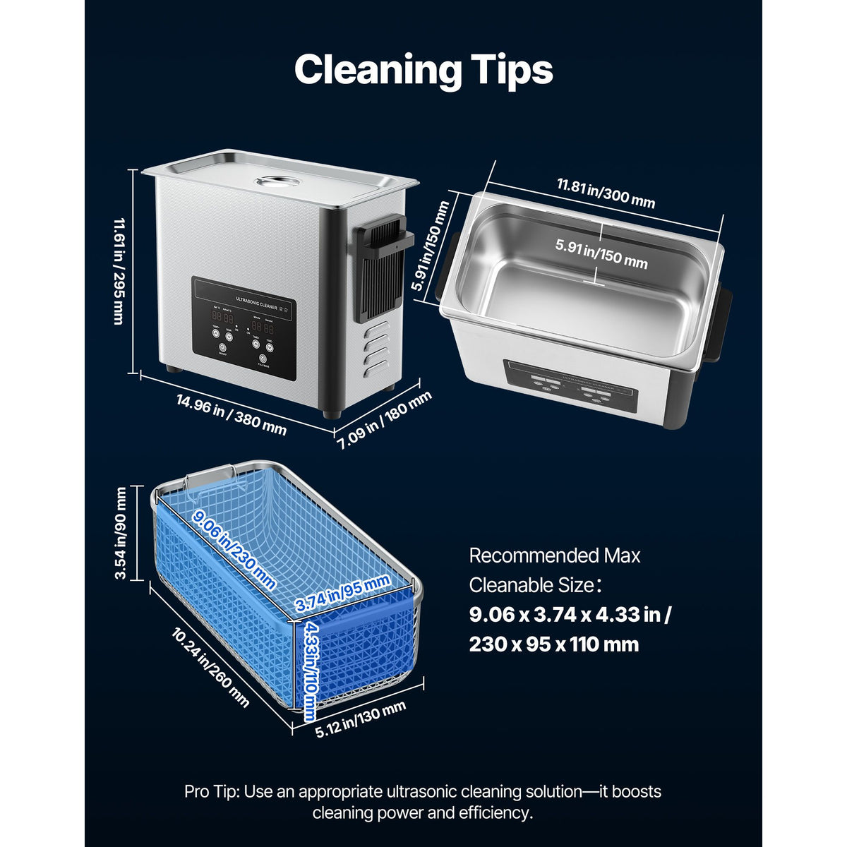 6L Ultrasonic Cleaner 40kHz Stainless Steel Digital Cleaning Machine 120W