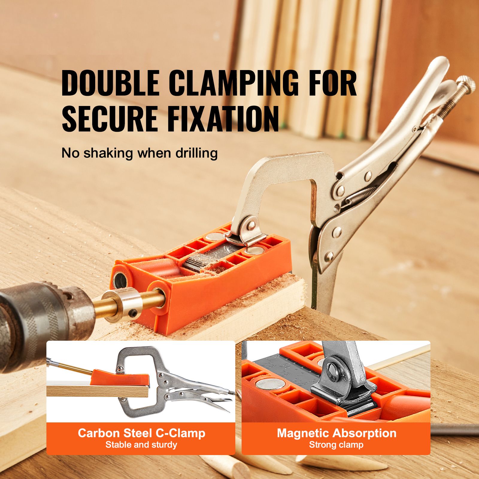 56-Piece Pocket Hole Jig Kit with C-Clamp Step Drill Bit Screws & Wrench