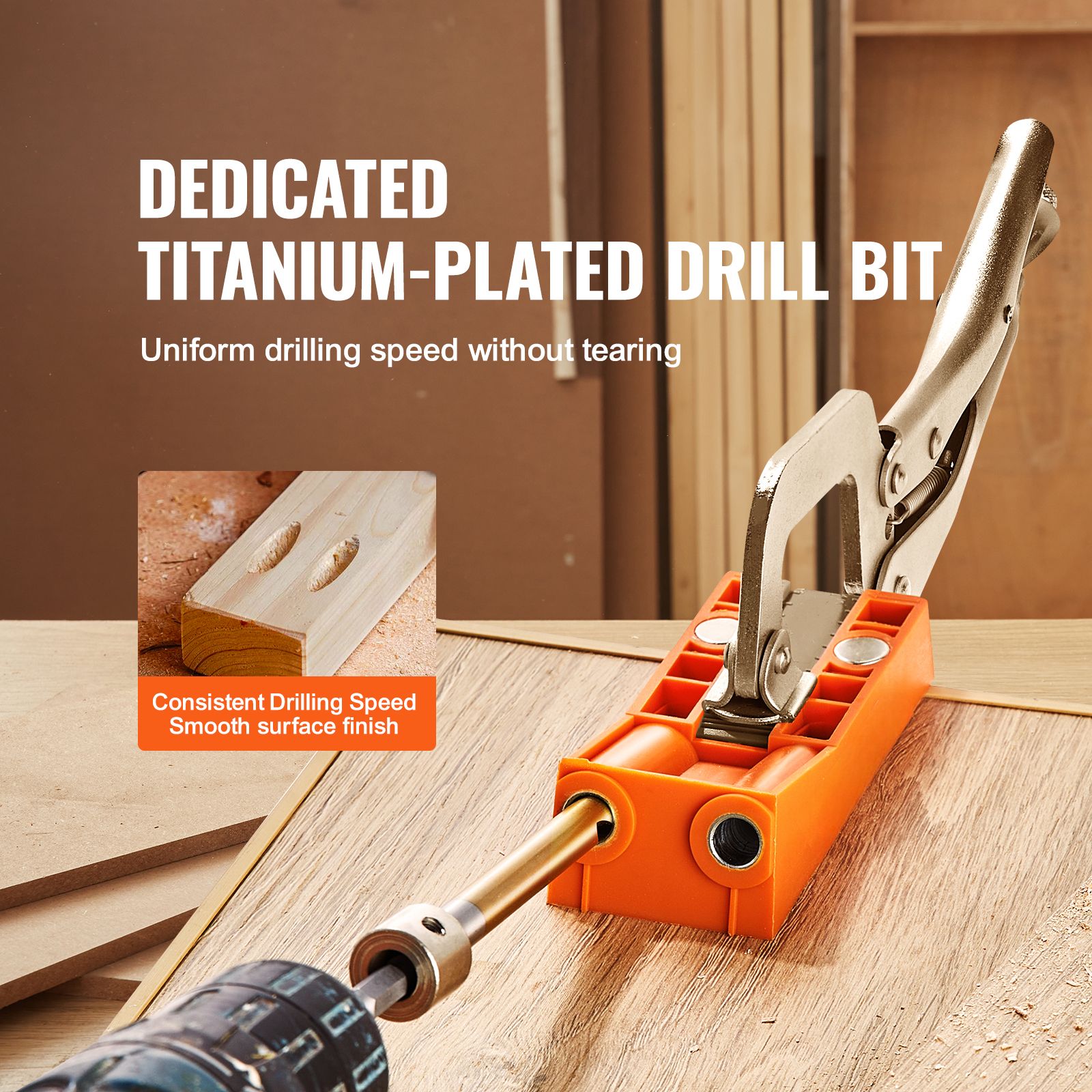 56-Piece Pocket Hole Jig Kit with C-Clamp Step Drill Bit Screws & Wrench
