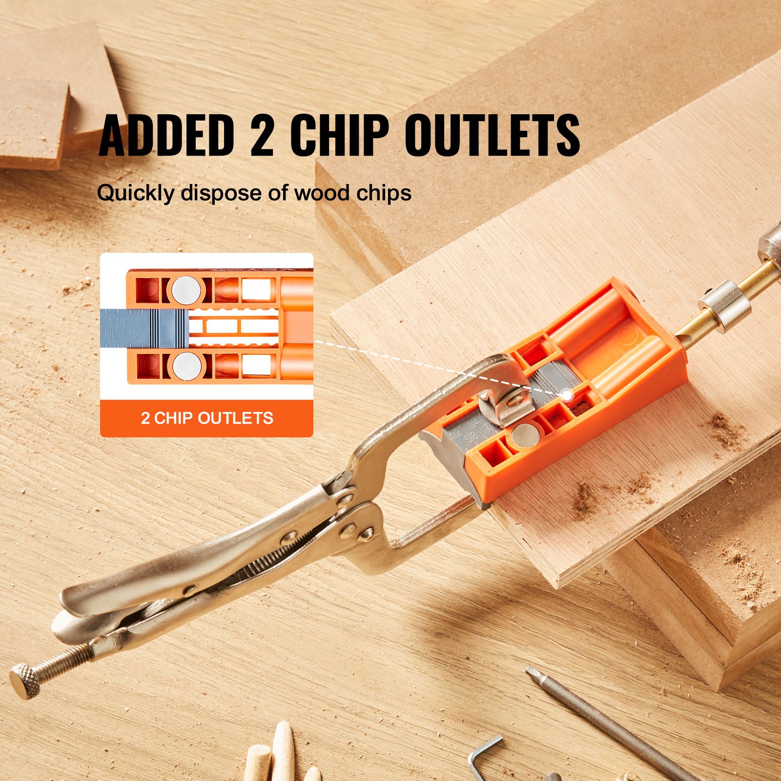 56-Piece Pocket Hole Jig Kit with C-Clamp Step Drill Bit Screws & Wrench
