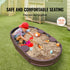 Sandbox with Cover, 72 x 41.5 x 9.1 in Oval Sand Box, HDPE Sand Pit with 4 Corner Seating and Bottom Liner, Kids Sandbox for Outdoor Backyard, Beach, Park, Gift for Boys Girls Ages 3-12, Brown
