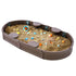 Sandbox with Cover, 72 x 41.5 x 9.1 in Oval Sand Box, HDPE Sand Pit with 4 Corner Seating and Bottom Liner, Kids Sandbox for Outdoor Backyard, Beach, Park, Gift for Boys Girls Ages 3-12, Brown