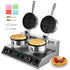 Commercial Dual Round Belgian Waffle Maker 2460W Non-Stick Stainless Steel
