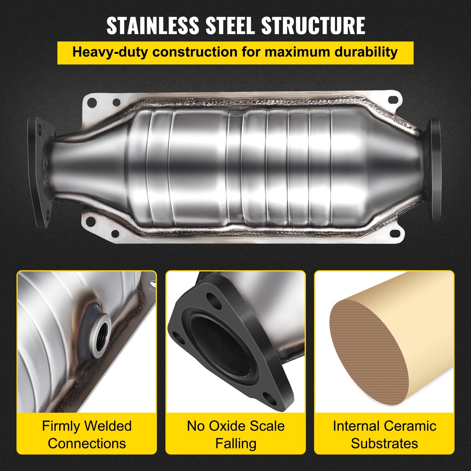 Catalytic Converter Compatible with 1998-2002 Honda Accord 2.3L, Direct-Fit High Flow Series Cat Converter, Stainless Steel Exhaust Converter Pipe with Flange Design & Gasket (OBD III Compliant)